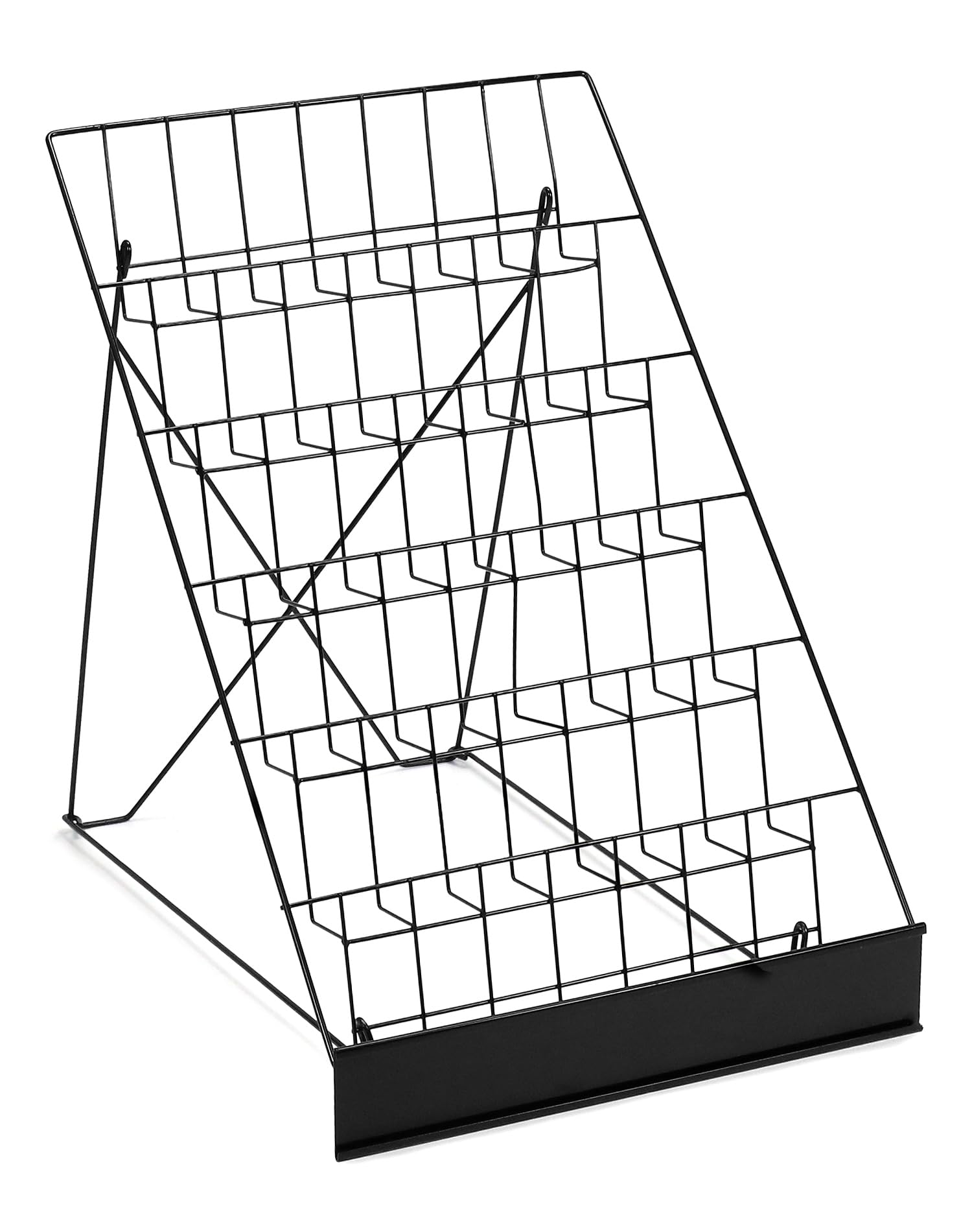 QWORK® Espositore per carte pieghevole a 6 file Espositore in metallo nero per carte A5/A6/cartoline/brochure - Larghezza fila 45 cm - Dimensioni 45,8 * 68 * 63,5 cm
