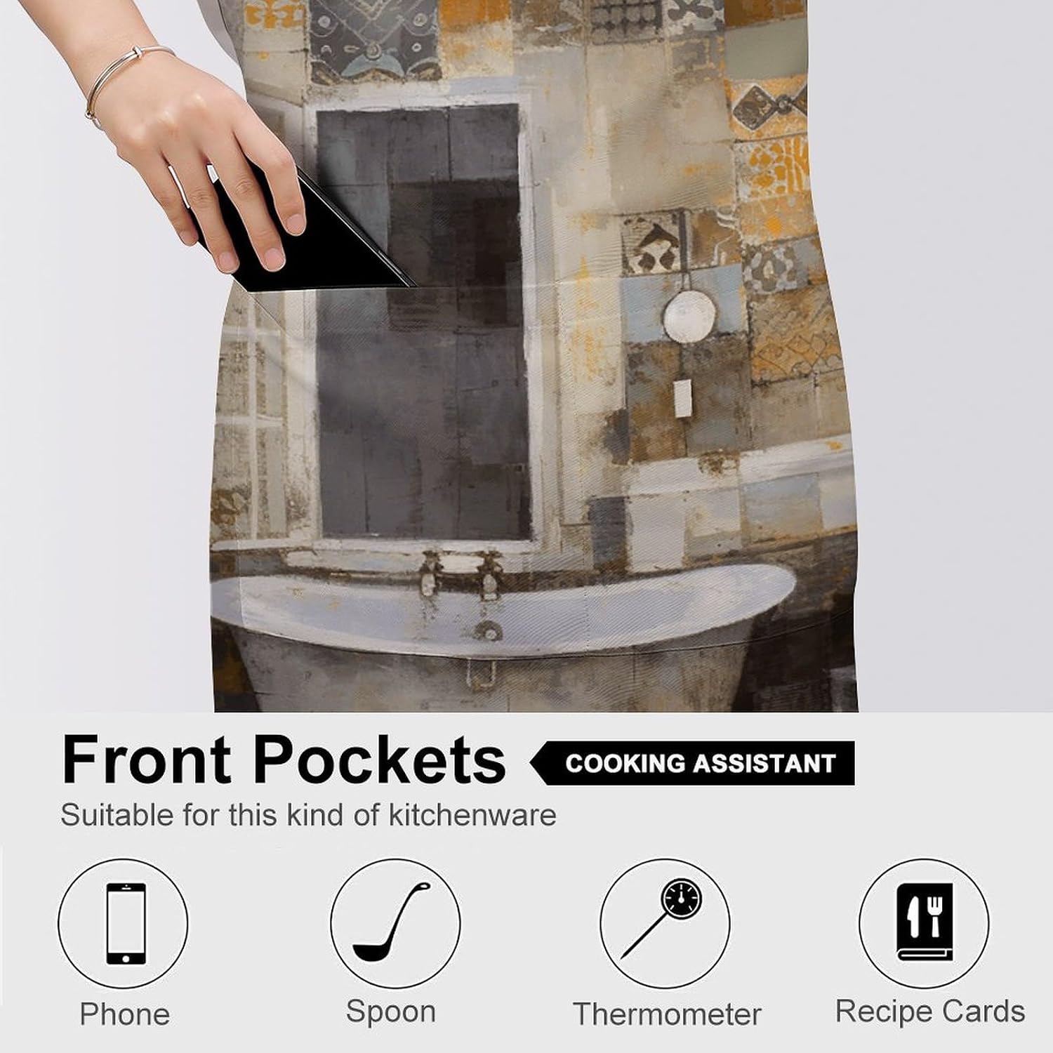 White Bathroom Painting Apron for Cooking Kitchen Chef Aprons with Pockets Unisex Professional Adjustable Bib Aprons Restaurant Waterdrop Resistant Apron for Men Women Waiter