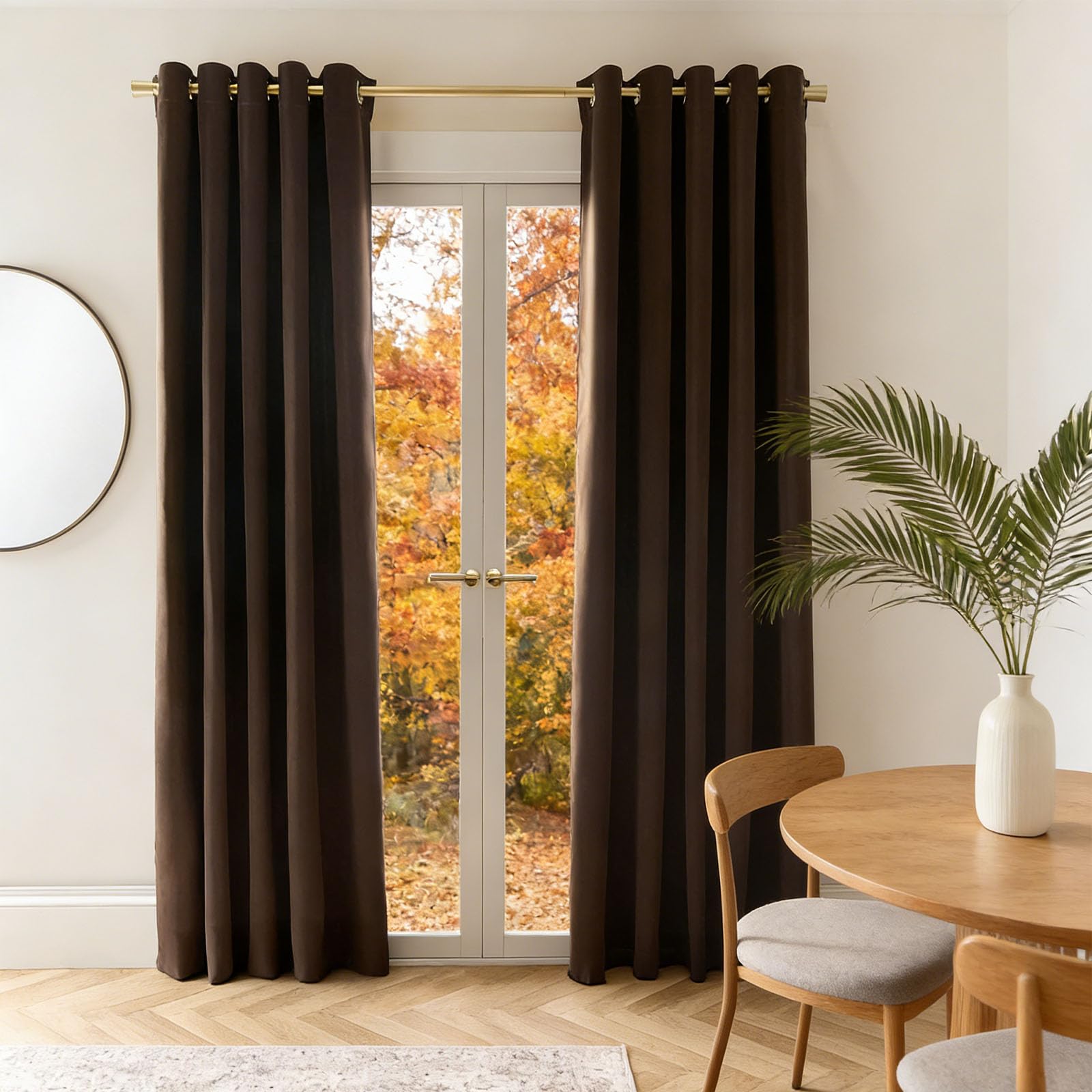 Rideau thermique isolant pour porte et dressing rideau de salon opaque marron 140x170