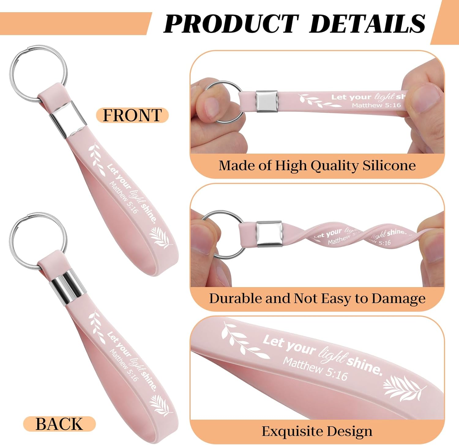 8Pcs Christian Keychain Bulk Religious Key Chains Bulk Inspirational Keychains for Women Friend Teen Bible Verse Scripture Gift Baptism Gift Christian Silicone Keychain Christmas Faith Birthday Gifts - Image 2