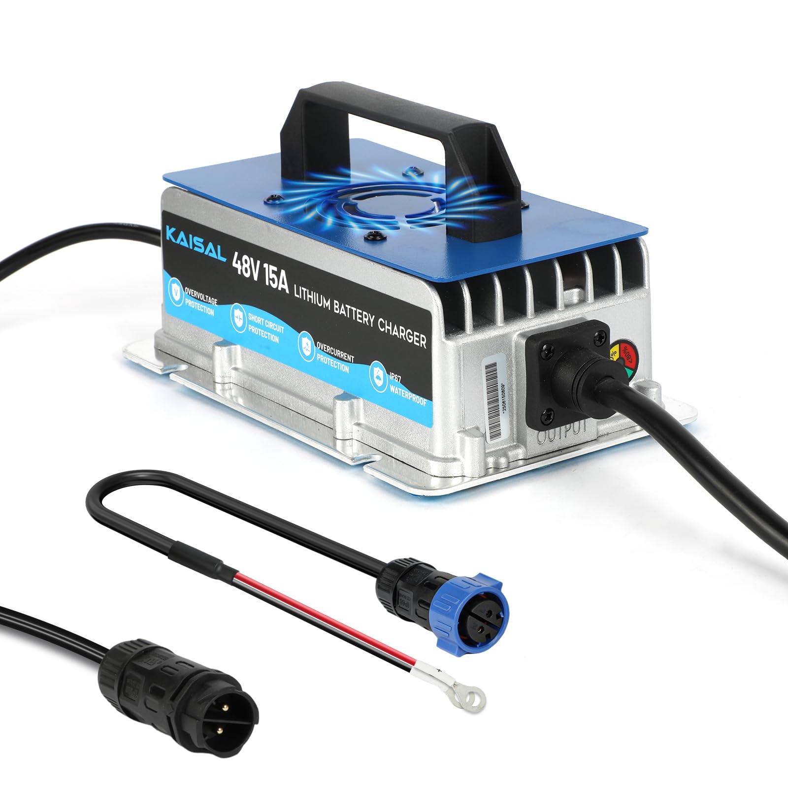 KAISAL Chargeur Batterie LiFePO4 48V 15A pour 48V(51.2V), Camping-Car