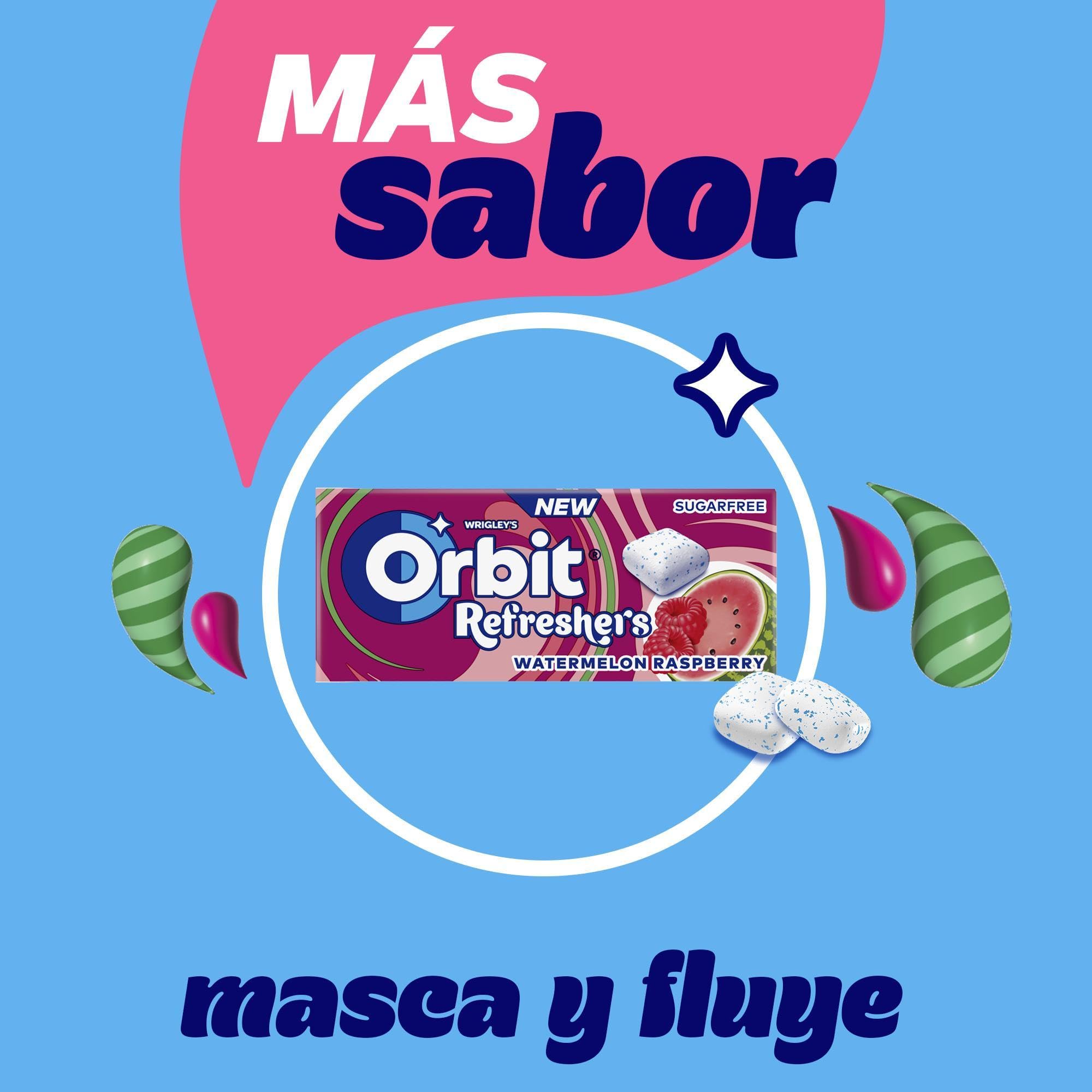 Orbit Refreshers Chicles sin azúcar sabor sandía y frambuesa, 16 paquetes