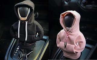 2Pcs Car Gear Shift Cover Hoodie Car Gear Shift Cover Gear Shift Knob Cover Mini Hoodie for Car Shifter Automotive Interior Accessories Shift Knobs Fashionable Hooded Shirt (Black+Pink)