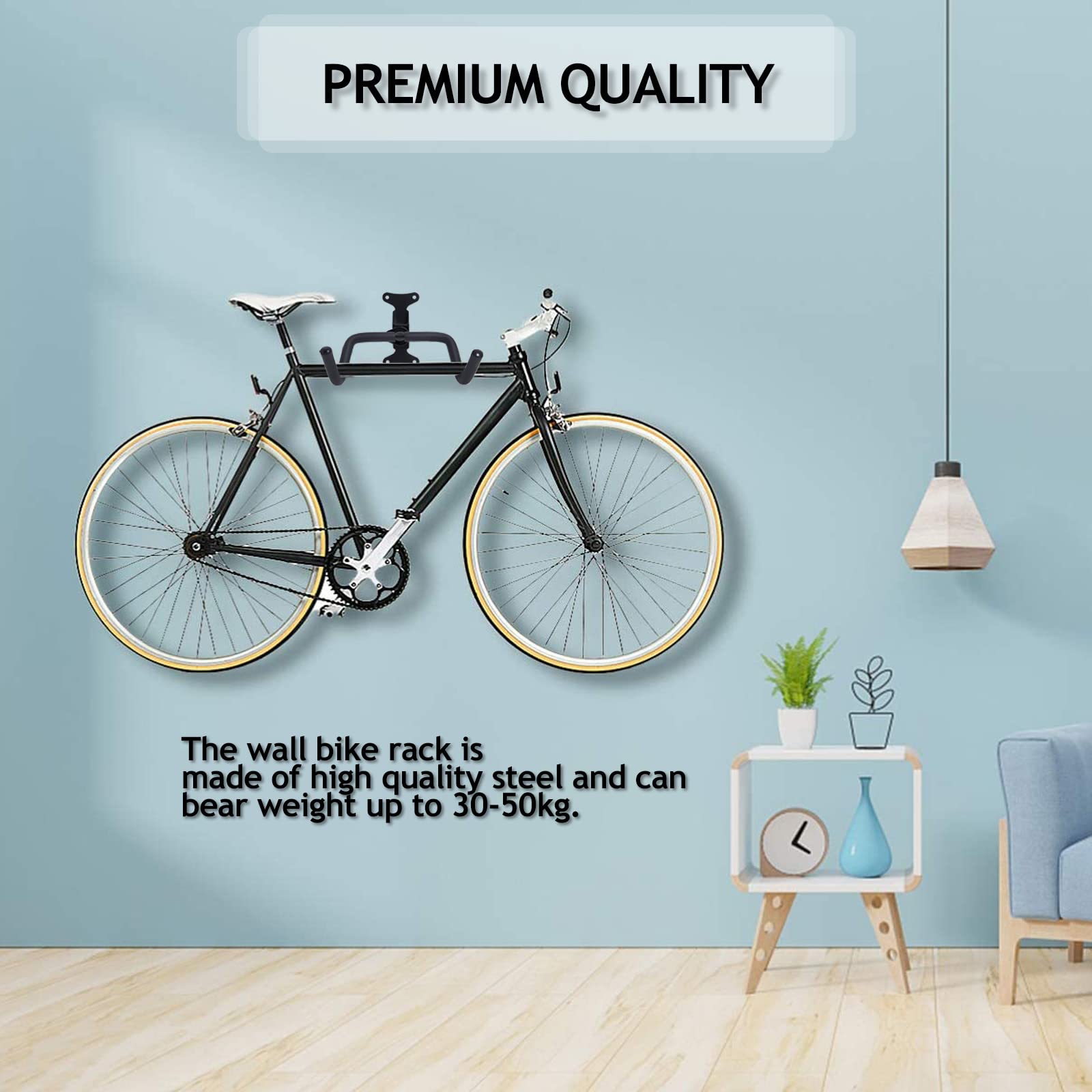 Support Mural Pour Vélo - En Fer Noir, Capacité 1 Vélo, Neuf, Gain De Place