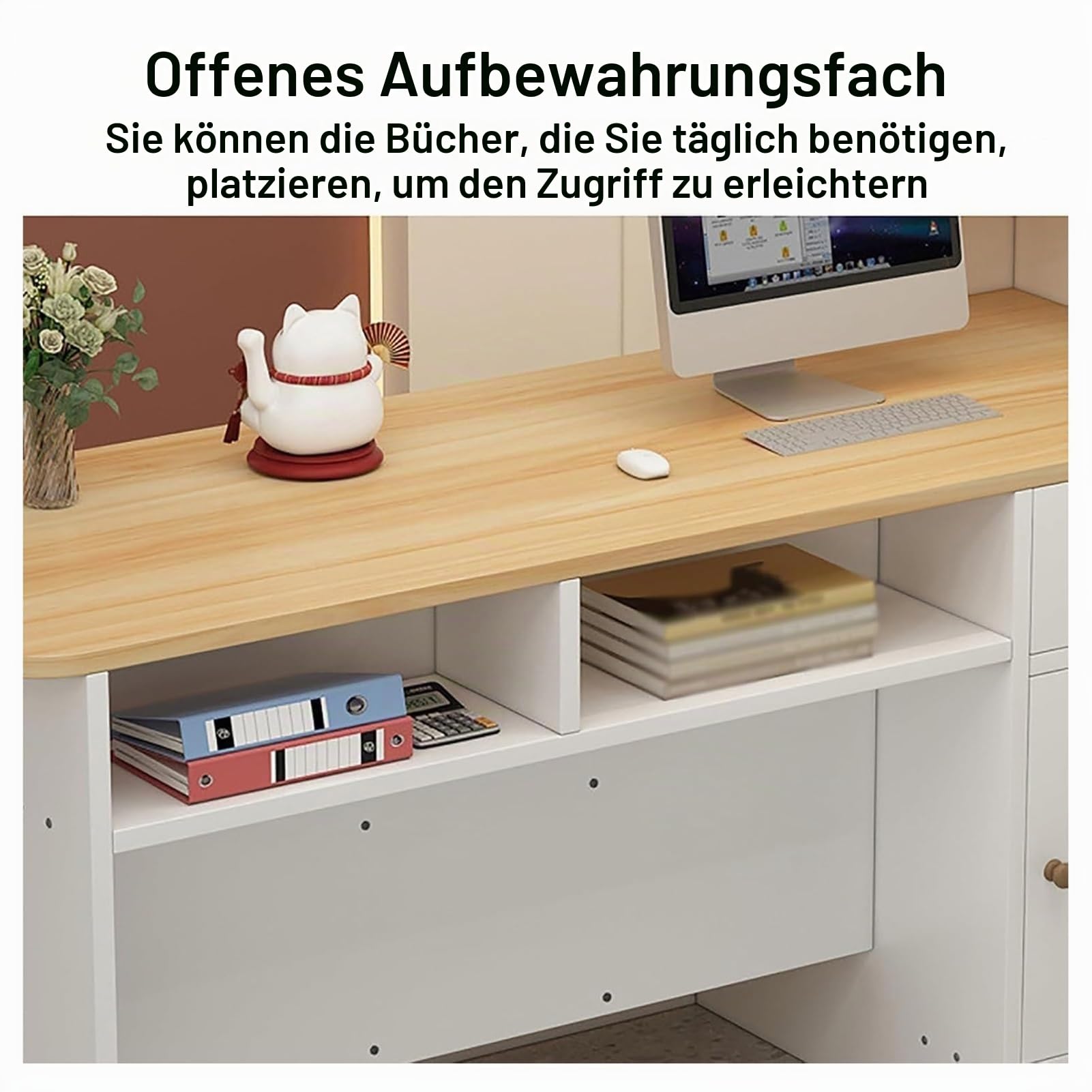 Empfangstheke mit Schreibtisch, Rezeption Schreibtisch mit Schubladen und Ablageflächen Empfangstresen, Laden-Theke Bürotheke Rezeption Tisch(Walnut/Right,120x100x45cm)