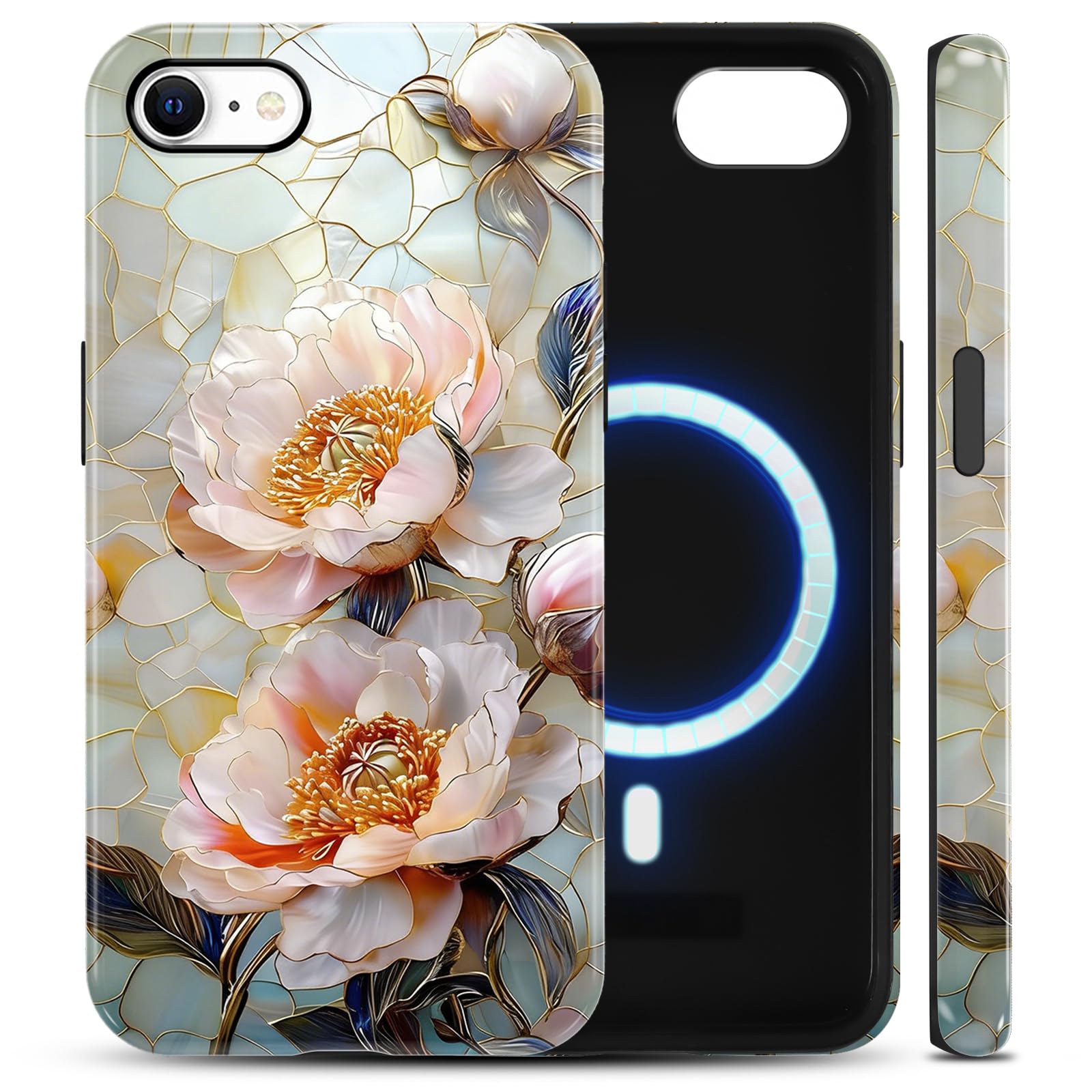 Coque de téléphone à fleurs de pivoine pour iPhone SE 2022 et iPhone 8 - 8