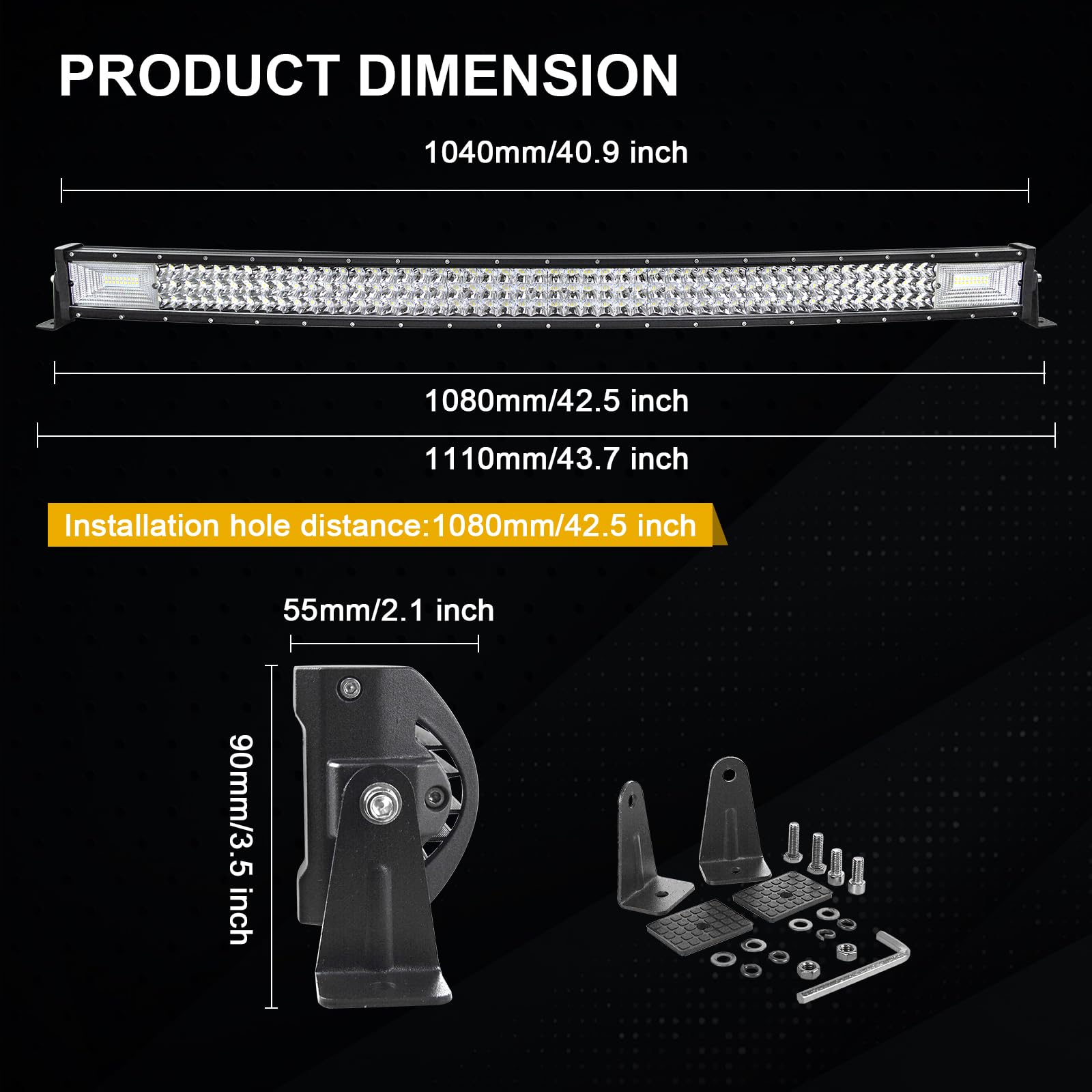 Willpower 44 Inch 288W Led Lichtbalk 12V 24V Led-verlichting Bar Waterbestendig IP67 LED Werklamp Mistlamp Led Light Bar Voor Vrachtwagen Tractor Auto Boot 4x4 Offroad met Draadharnas
