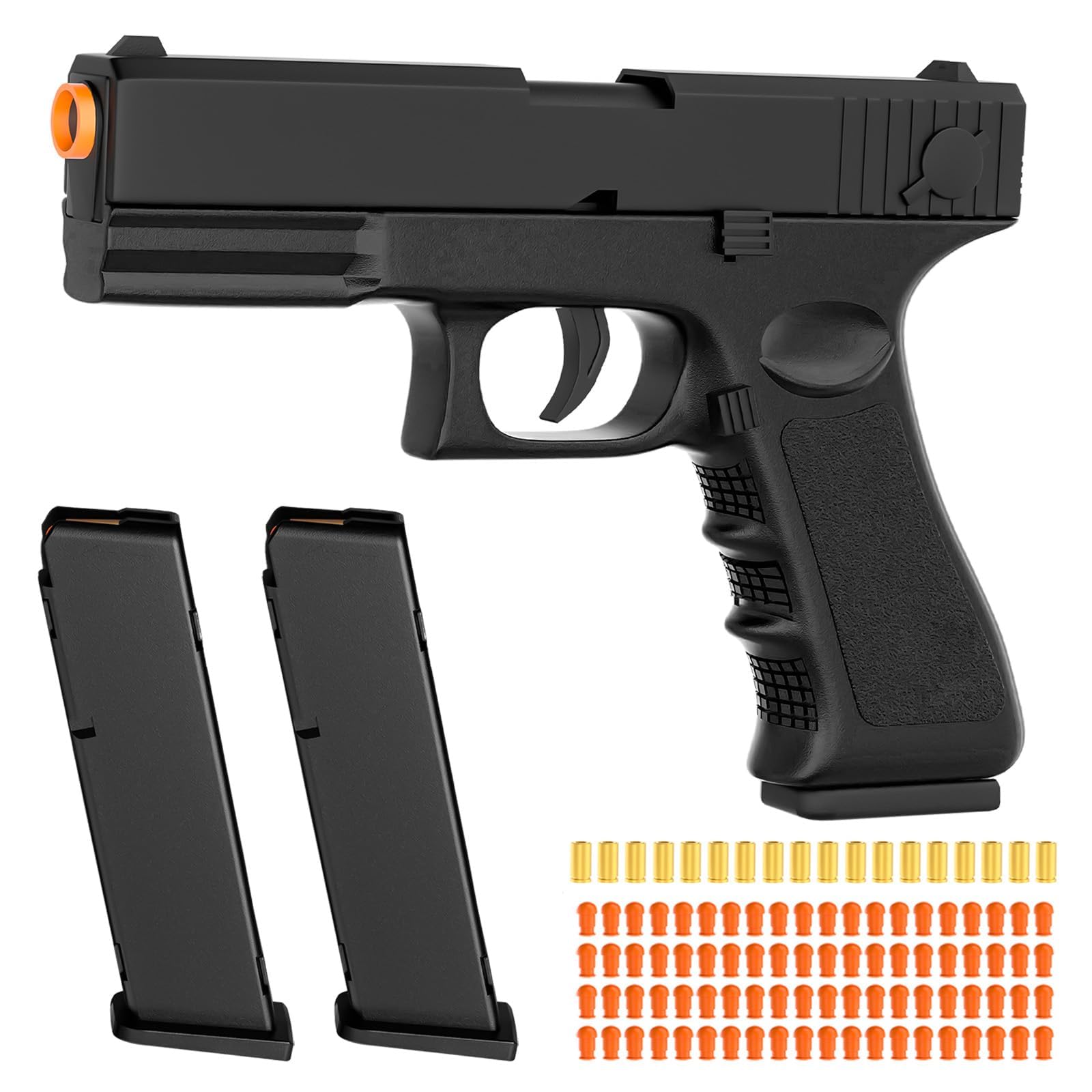 Toy Gun - Stress Shot with Semi-Automatic Mode, Realistic Shell Ejecting Toy Guns, Birthday (Classic Black)
