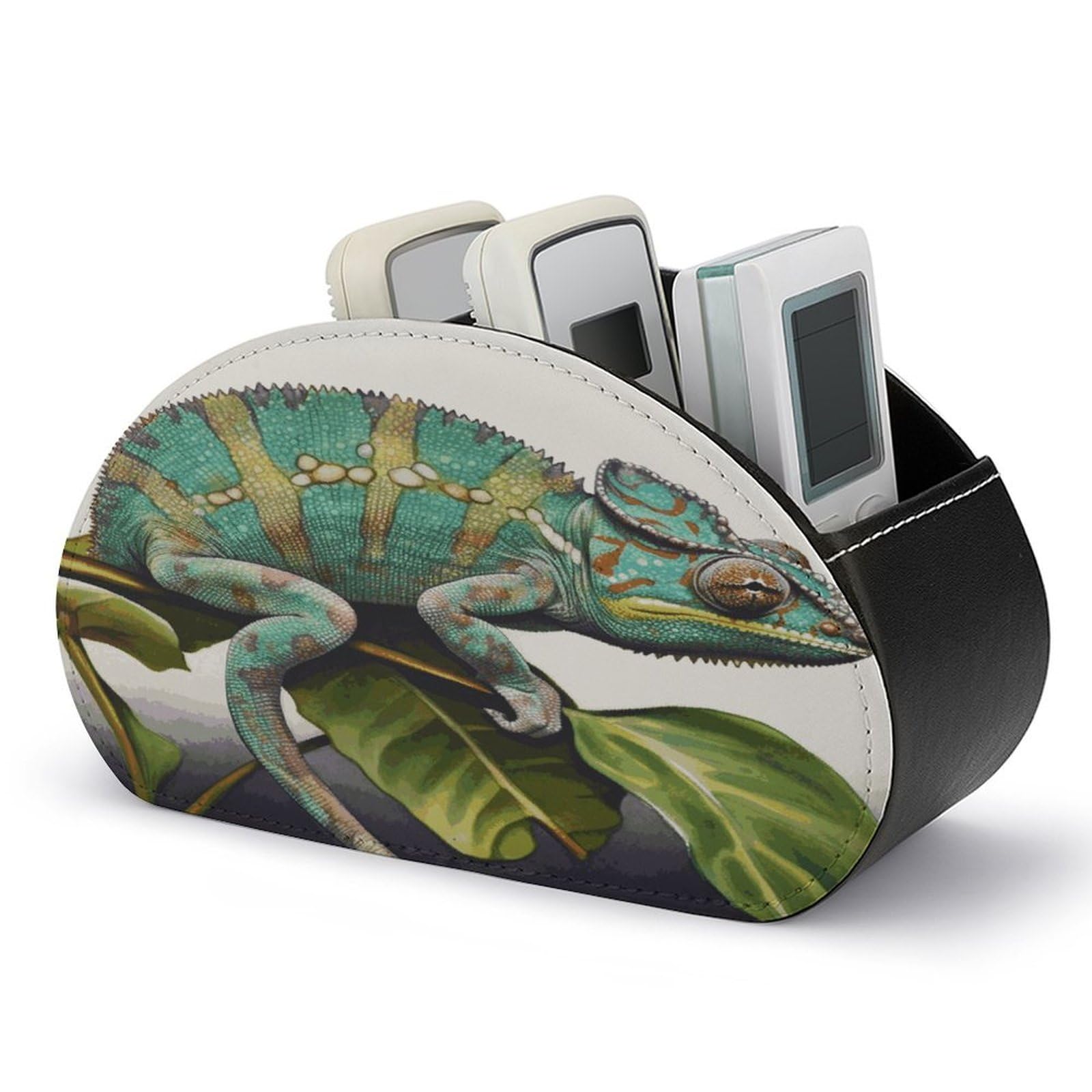 FekiLoot Chameleon Remote Control Holder with 5 Compartments Remote Organizer Caddy for Table TV Remote Caddy Storage Box/Tray Fits Media Controllers Office Supplies