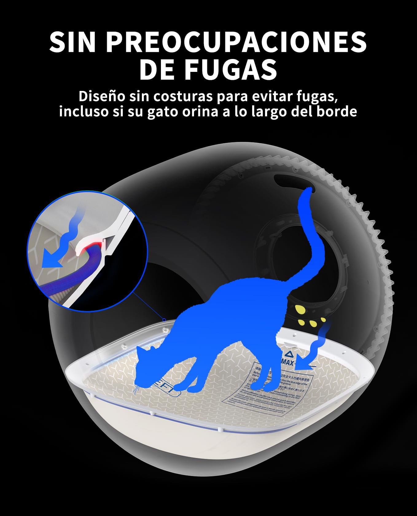 PETKIT Forro de Inodoro para Gatos, para PUROBOT Ultra Arenero Gatos Autolimpiable, Alto Rendimiento, Anti-Fugas, Antiadherente, Resistente a los Arañazos, 44x44 cm