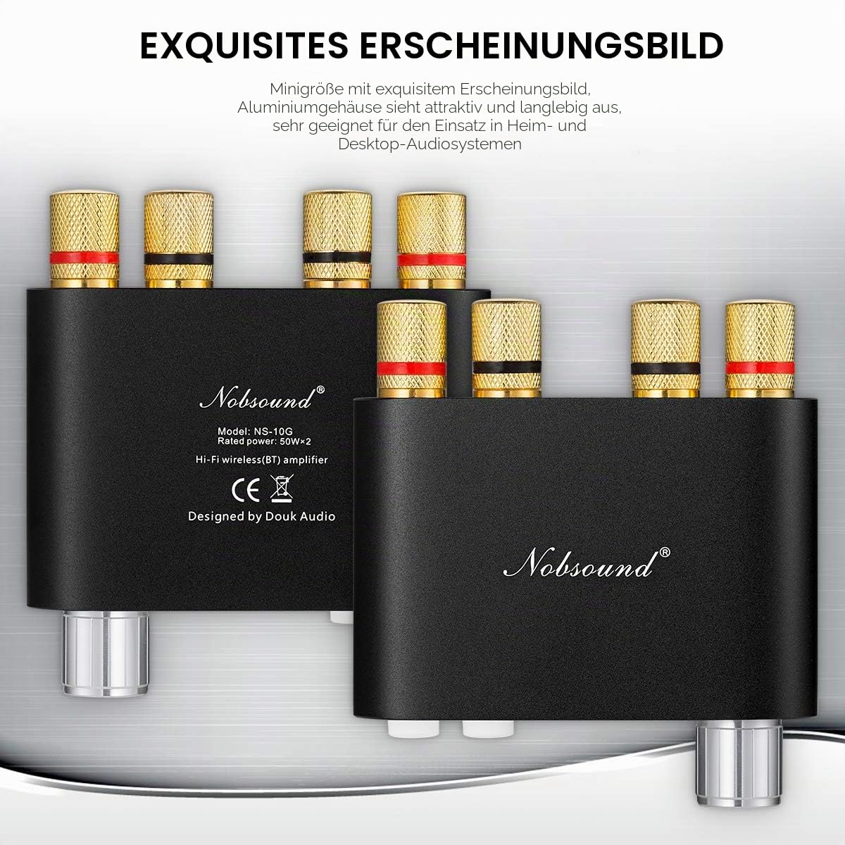 Nobsound NS-10G Mini Bluetooth 5.0 Digitaler Stereo Verstärker 100W HiFi Power Amp mit Netzteil (Schwarzes)