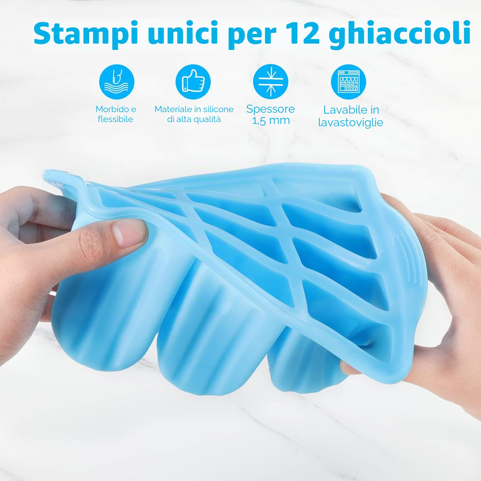 Sinnsally Stampi Ghiaccioli, Silicone Stampi per Gelato senza BPA,Stampo di gelato,Stampi Gelato Stecco,Stampi per Ghiaccioli in Silicone,Formine Ghiaccioli Riutilizzabili,Ghiaccioli Stampo (Blu)