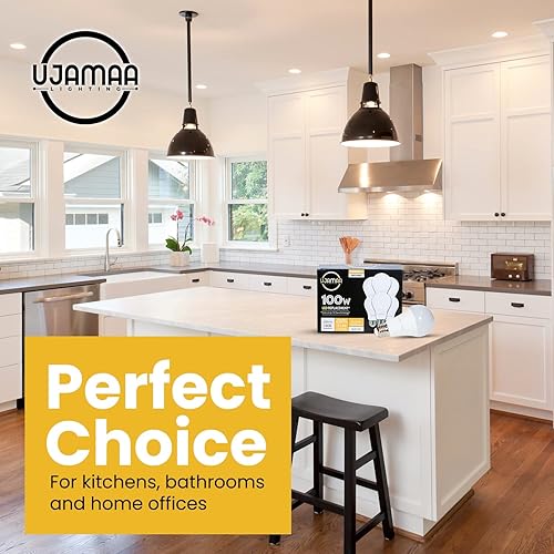 Miniatura 6 de Ujamaa regulable 100 W equivalente a 14.5 W, base estándar A19 E26, 5000 K luz blanca diurna, 1600 lúmenes, 13.5 años, vida útil de 15000 horas,