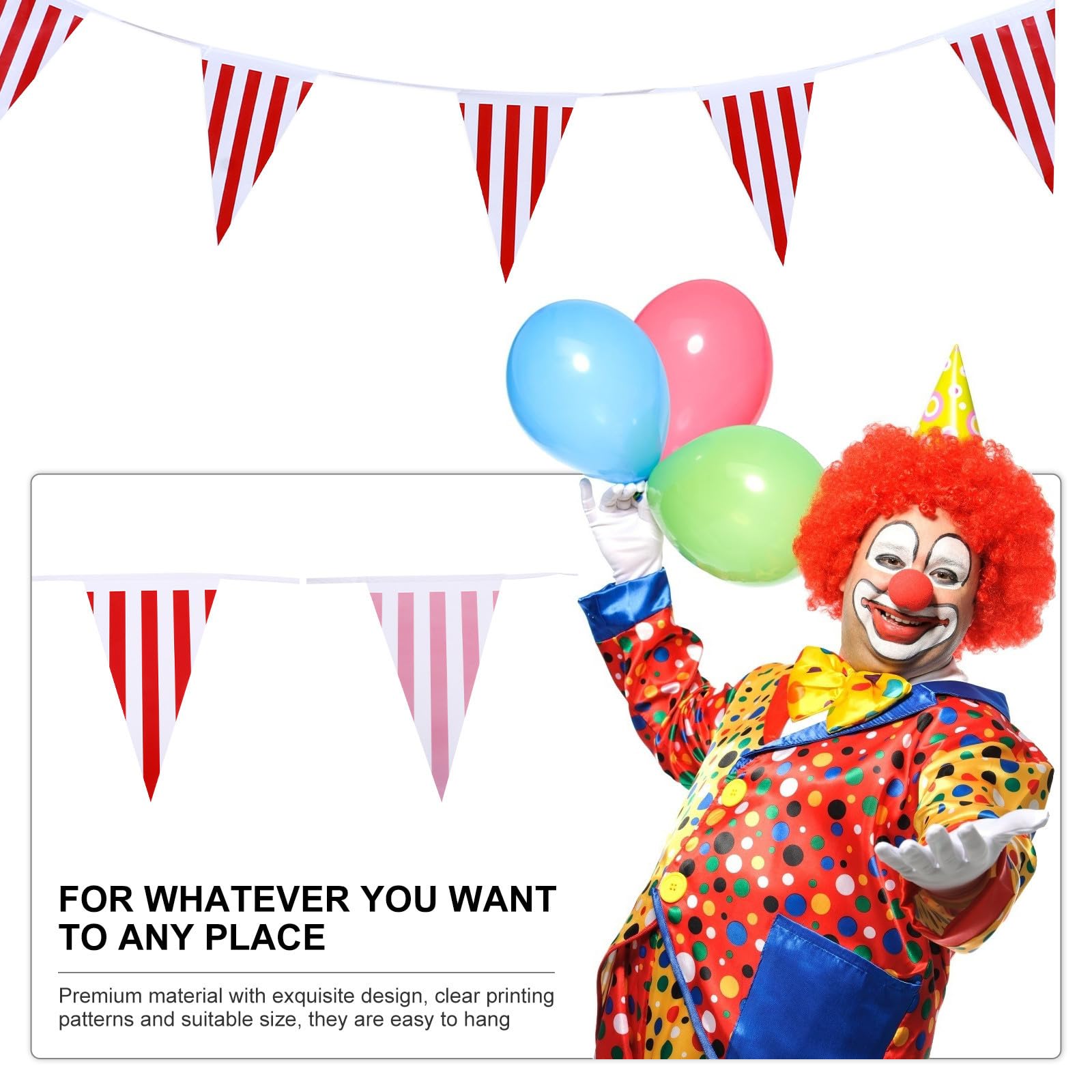 Uonlytech 9 Piezas Banderines Colgantes de Rayas para Decoración de Carnaval y Fiesta, Fáciles de Colgar, Material Pe, Diseño Triangular, Adecuado para Adornos de Carnaval Hogar