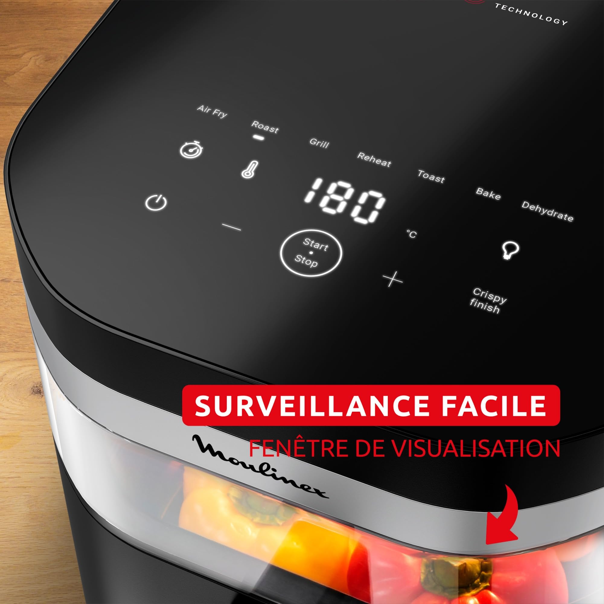 Moulinex Easy Fry Infrared 7L, Air fryer, Technologie infrarouge Exclusive, Plus rapide, Plus homogène, Grande capacité, EZ832HF0, Gris Foncé