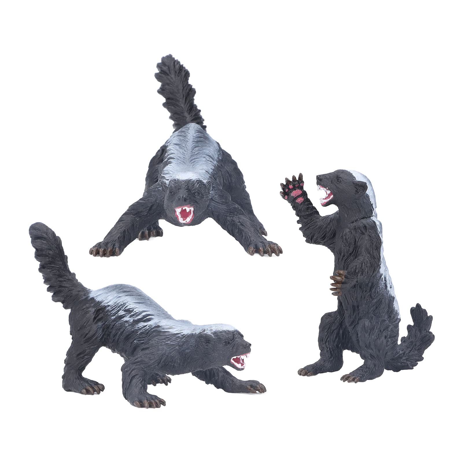 Lot de 3 figurines d'animaux Ratel, en plastique, de 4 à 6 ans, haute simulation, texture fine, sans danger avec des sources éducatives, des collections et des accessoires, Default