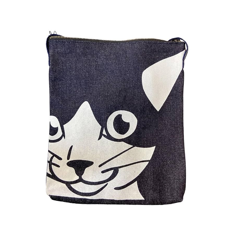 ハンドメイド☆岡山デニム♪ステンシル☆黒ネコ♪悪ネコ☆ショルダーバッグ ハンドメイド☆岡山デニム♪ステンシル☆黒ネコ♪悪ネコ