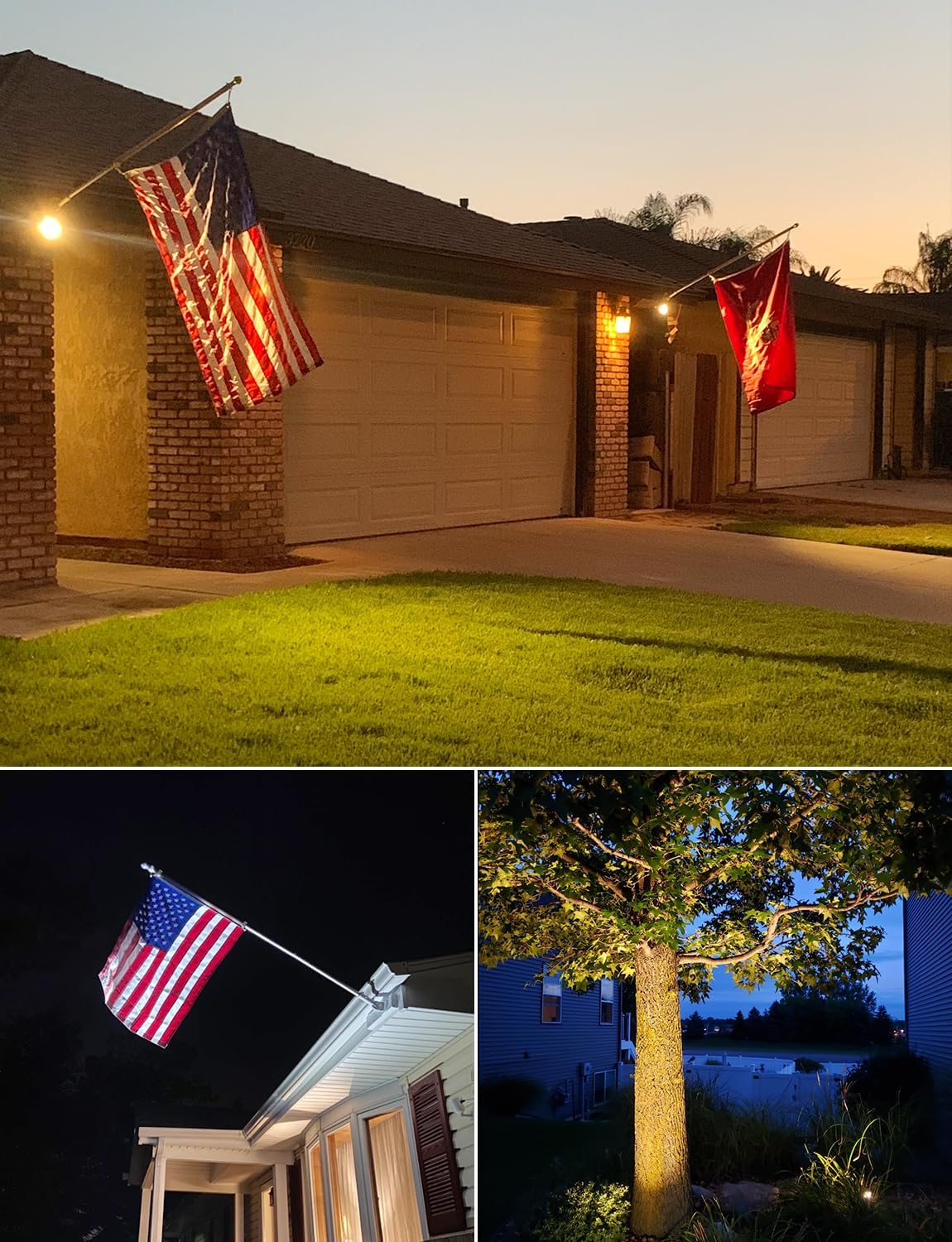 SUNVIE 20W Spot Lights Outdoor with Photocell Sensor, Dusk to Dawn LED Landscape Spotlights, Waterproof 120V 2000LM 3000K Landscape Lighting for Yard Flag Tree Garden 6 FT US 3-Plug in Cord, 2 Pack