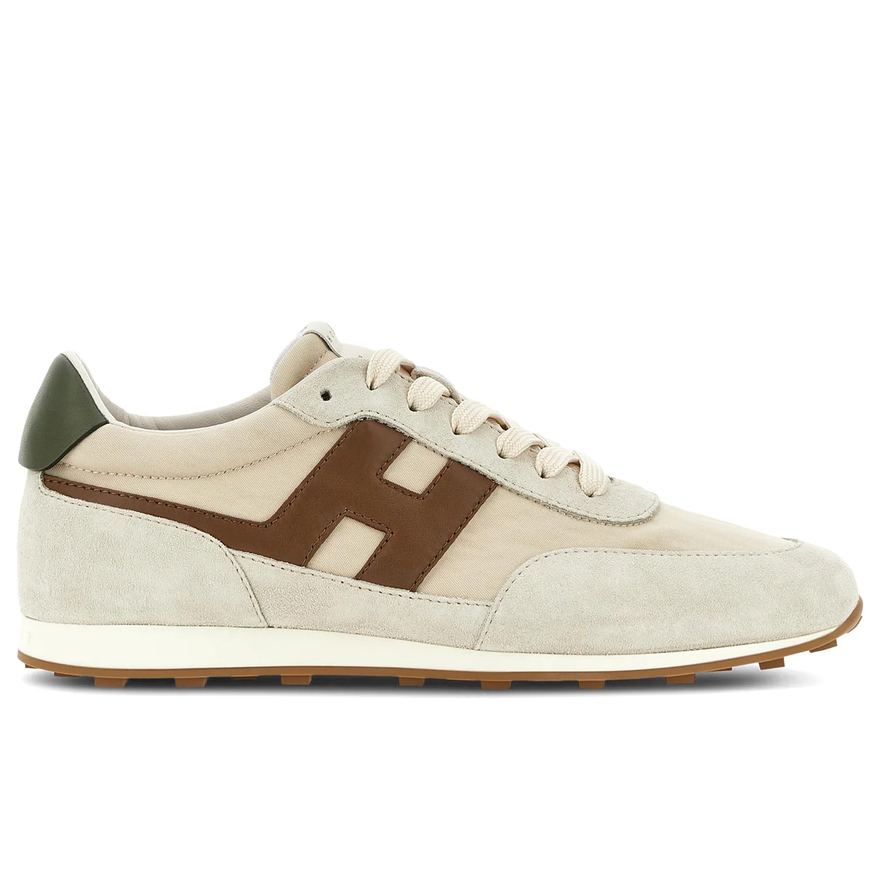Hogan Zapatillas de hombre Athletic de piel y tela blanca, verde y marrón - HXM6990FZ90 UZA793K 7
