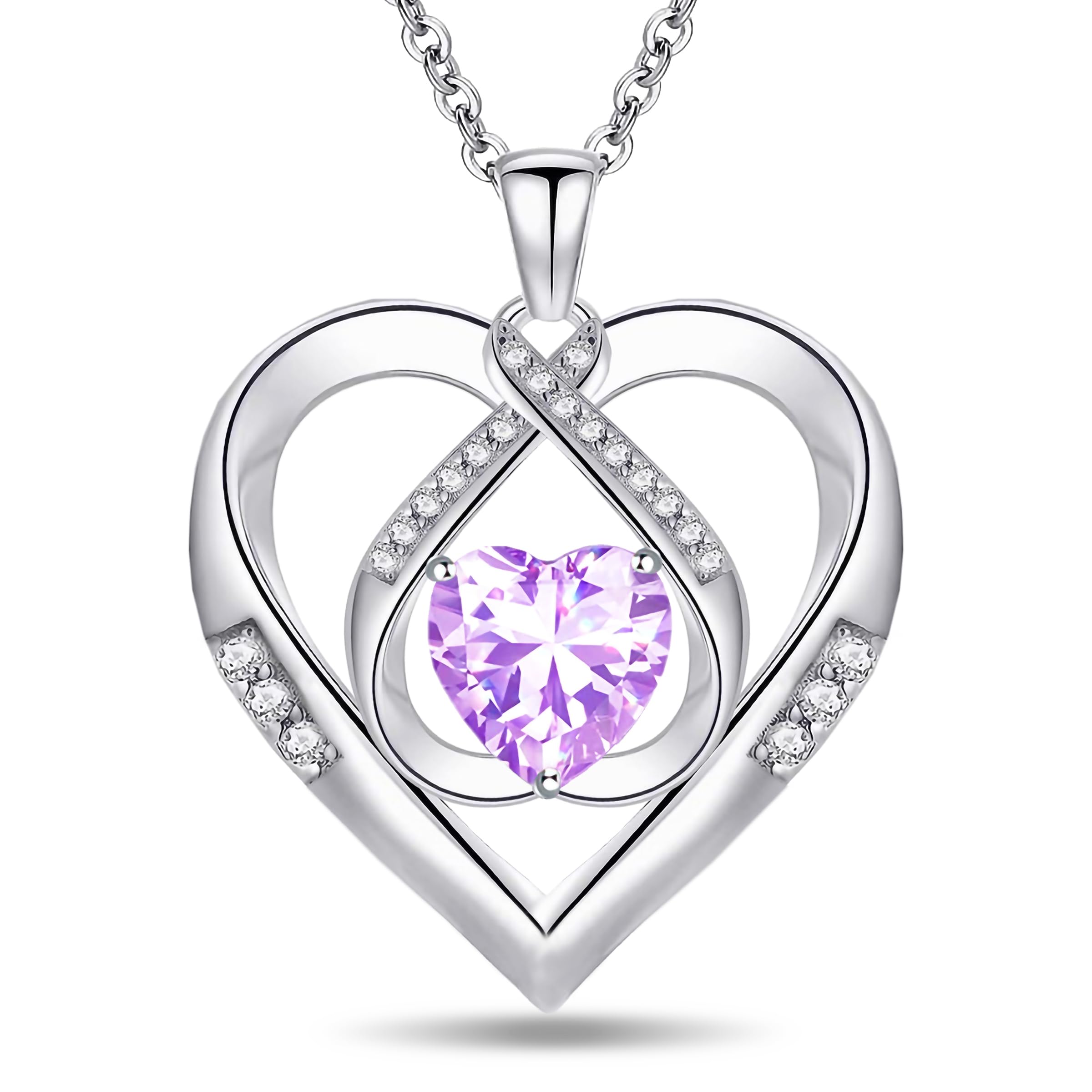 Emma Manor EM925 Sterling Silver Pendant Necklace for Women 5A Flawless Heart Shape Brilliant Cut Cubic ZIrconia,Jewellery Gift for Wife Girlfriend