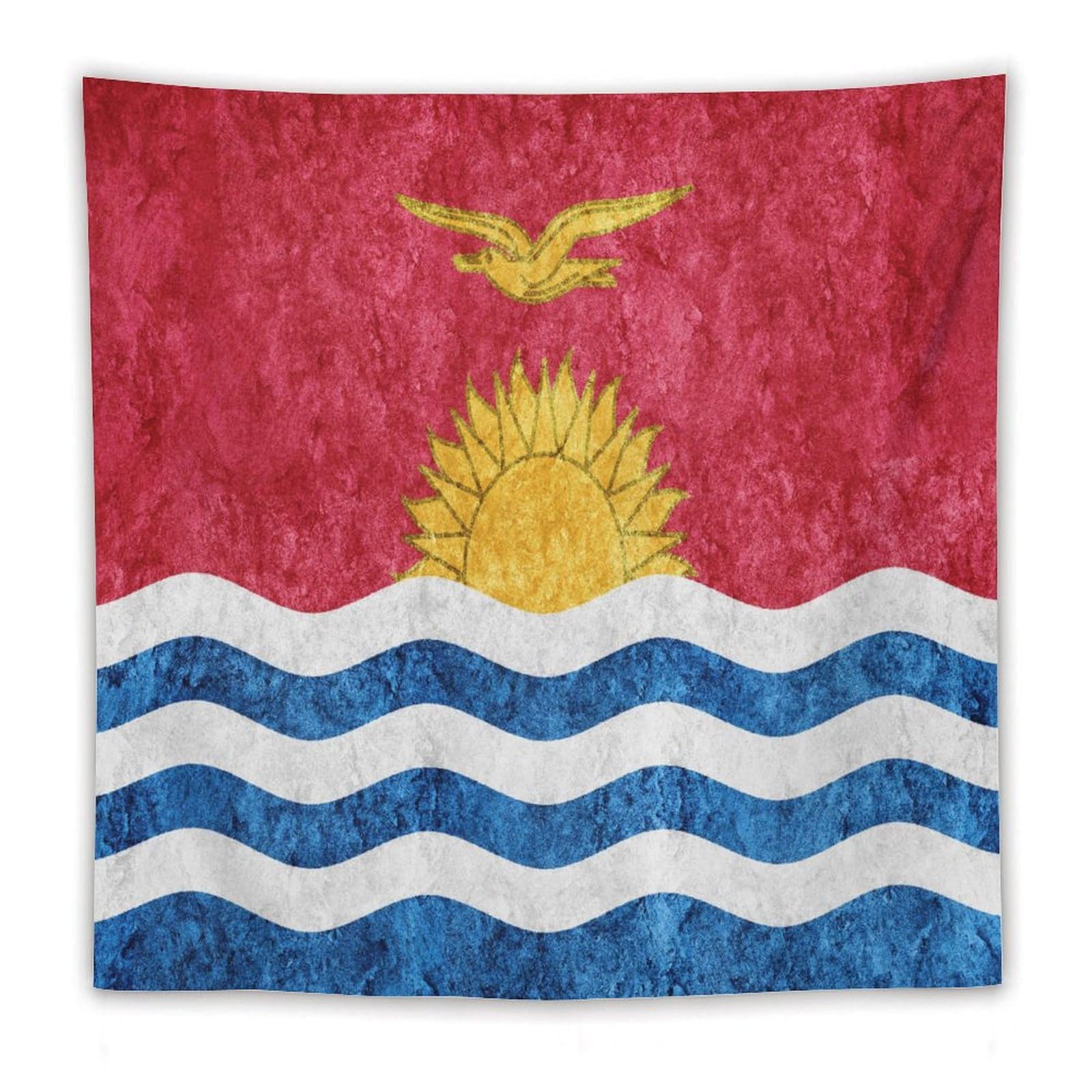 XingFox Kiribati Flag Textured Tapestry Wall Hanging, National Flag Art Wall Decoration Tapestry, For Bedroom Living Room Dorm Home Decoration, 60"x60"