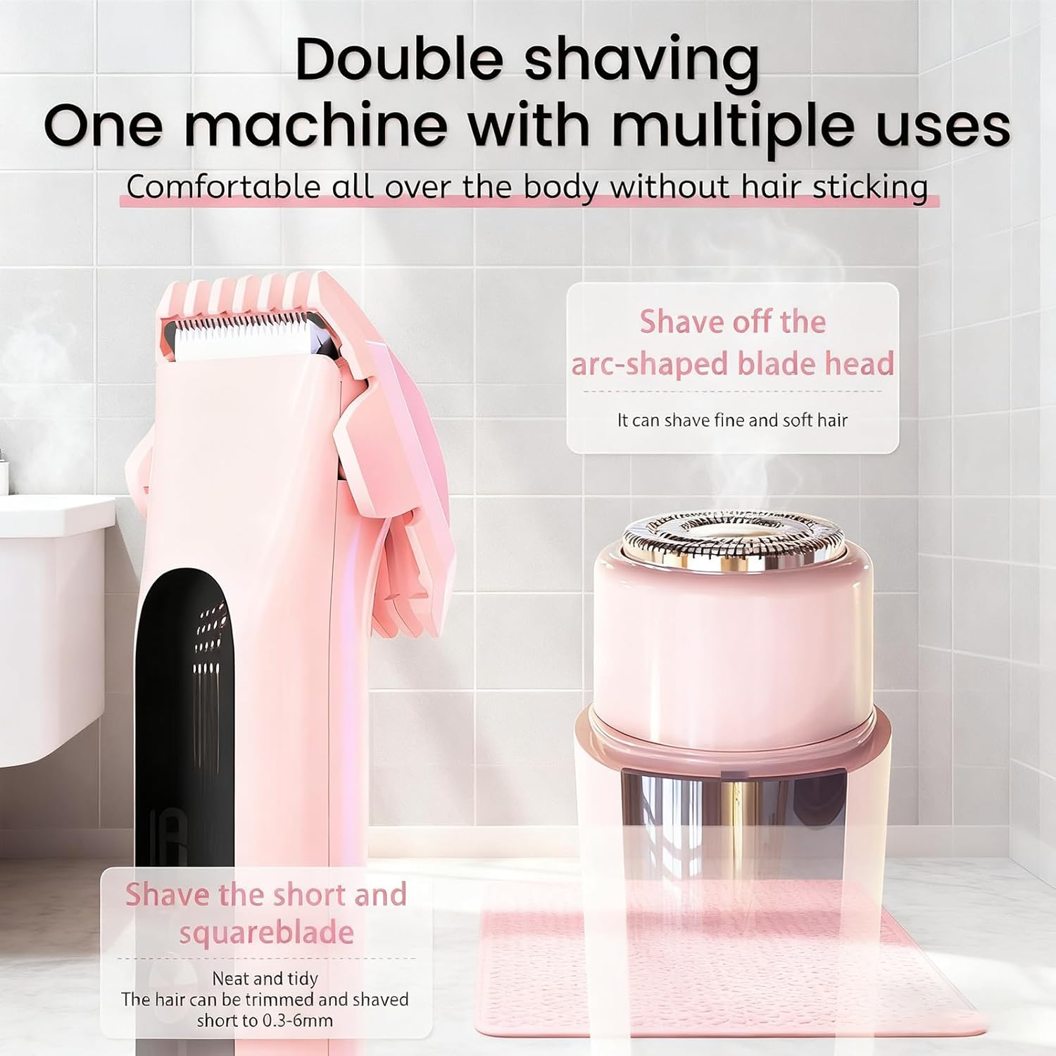 Professional 2-in-1 Bikini Trimmer for Women, Painless Dual Head Electric Shaver & Razor, IPX7 Waterproof Rechargeable Lady Shaver for Body, Face, Underarm, Private Area with LED Display - Image 6