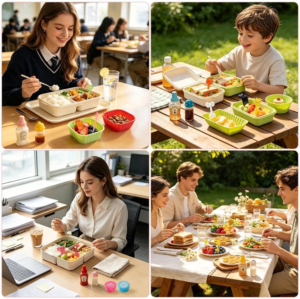 156Pcs Bento Lunch Box Accessories for Kids, Reusable Condiments Containers