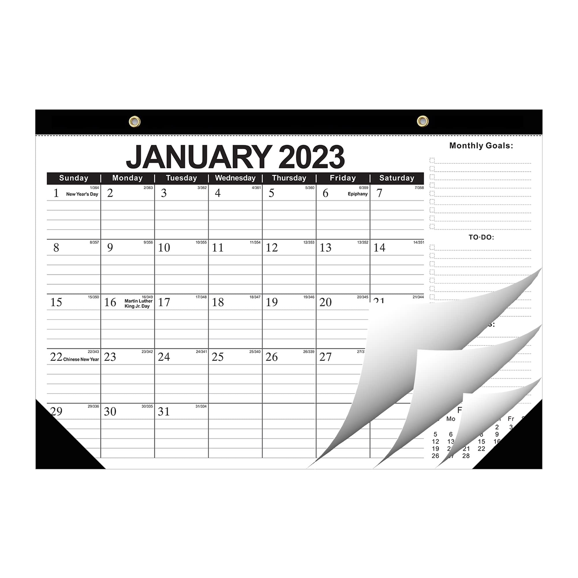 Kyweel 2023-2024 Desk Calendar, 18 Month Desk Calendar/Wall Calendar Combo, 17" x 12", January 2023-June 2024, Highlight Holidays, Planning Calendar, Thick Paper