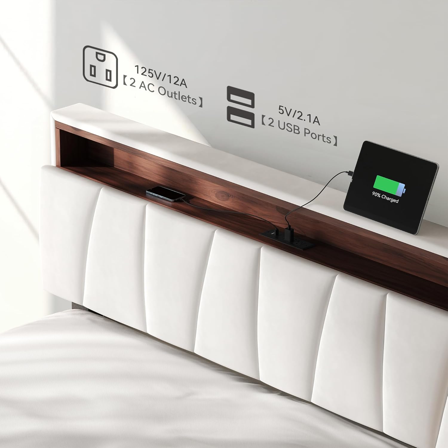 Customizable LED light effect on the headboard