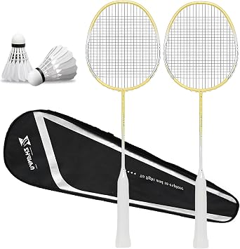 Badminton Rackets Set,Professional-Grade Full Carbon Fiber 5U Ultra-Light and Durable Double Racket,Balanced Offense and Defense,Including 2 Rackets,2 Shuttlecocks,1 Bag