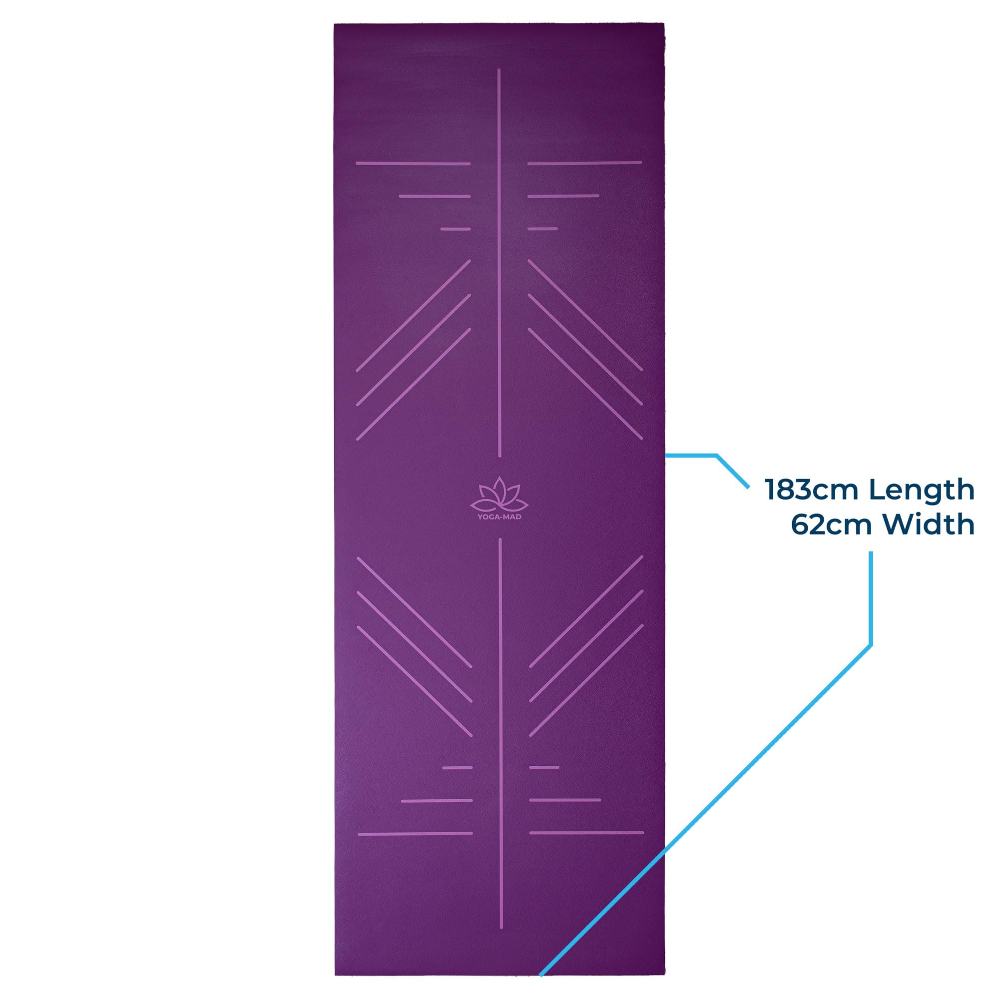 Yoga-Mad SureGrip Eco Alignment Yoga Mat, Purple - Image 4