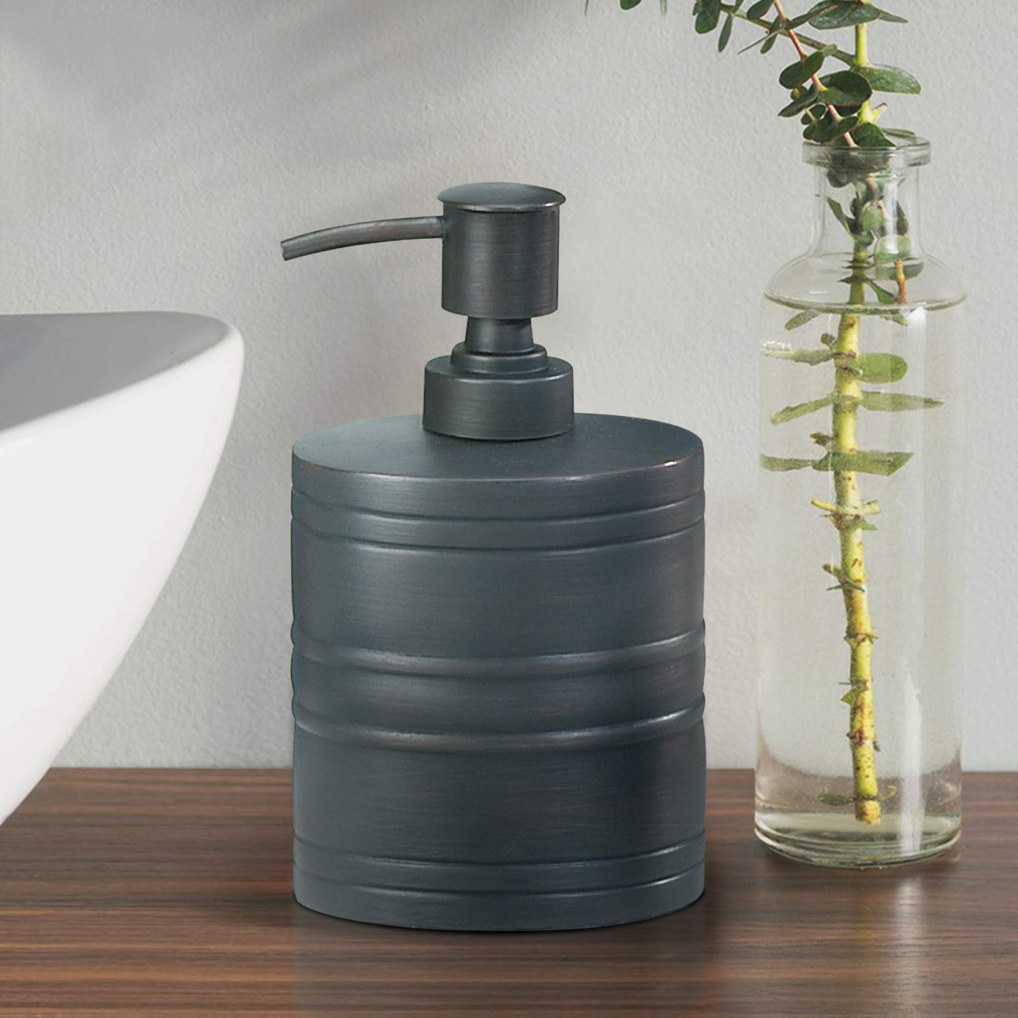 Condition photo showing New/Like New for nu steel lotion bogart metal tall pump, liquid soap dispenser holds 8 oz. for bathroom, kitchen sink, vanity, oil rubbed bronze (bg6h)