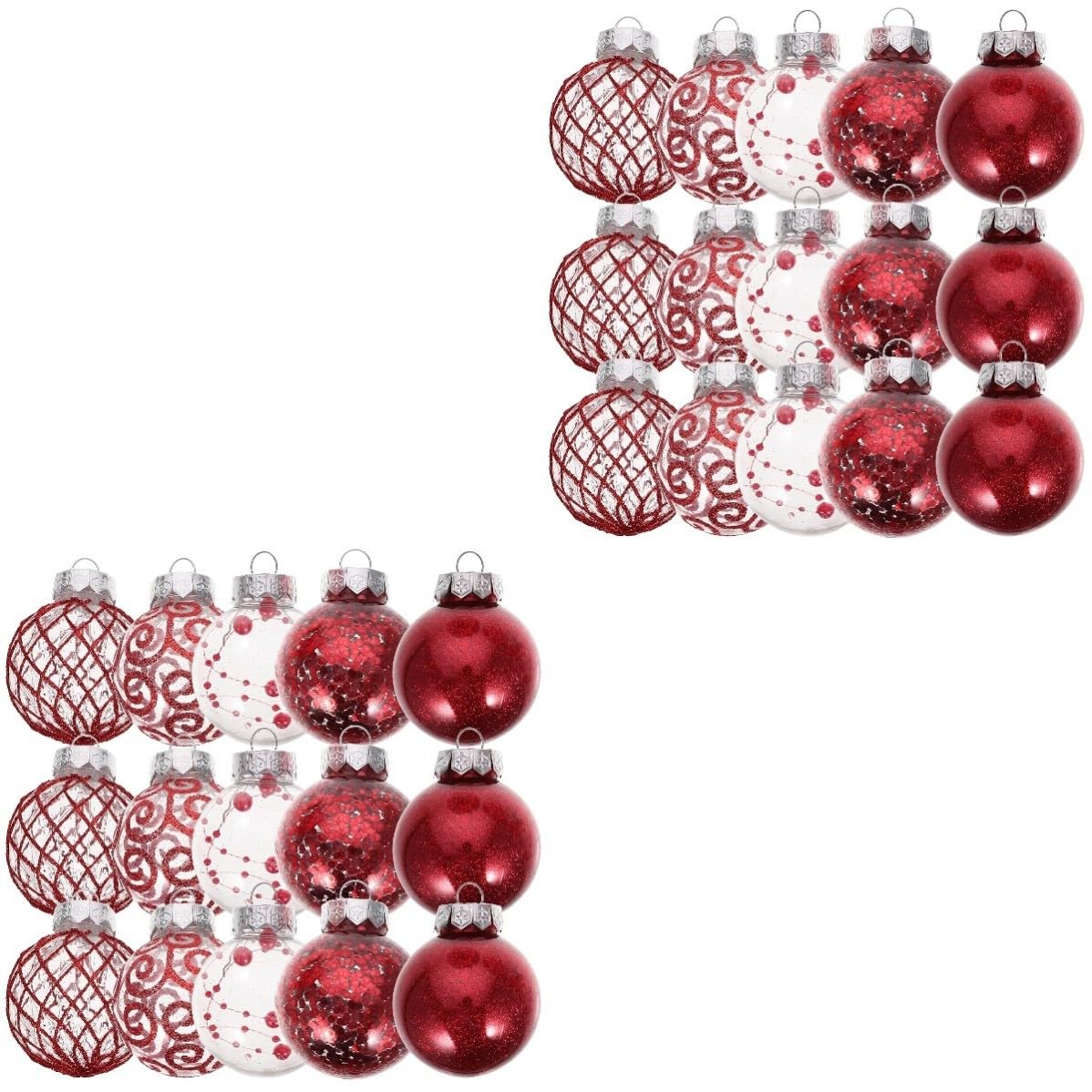 FRCOLOR 60 Piezas Bolas Decorativas Navideñas Rojas de Plástico para Árbol