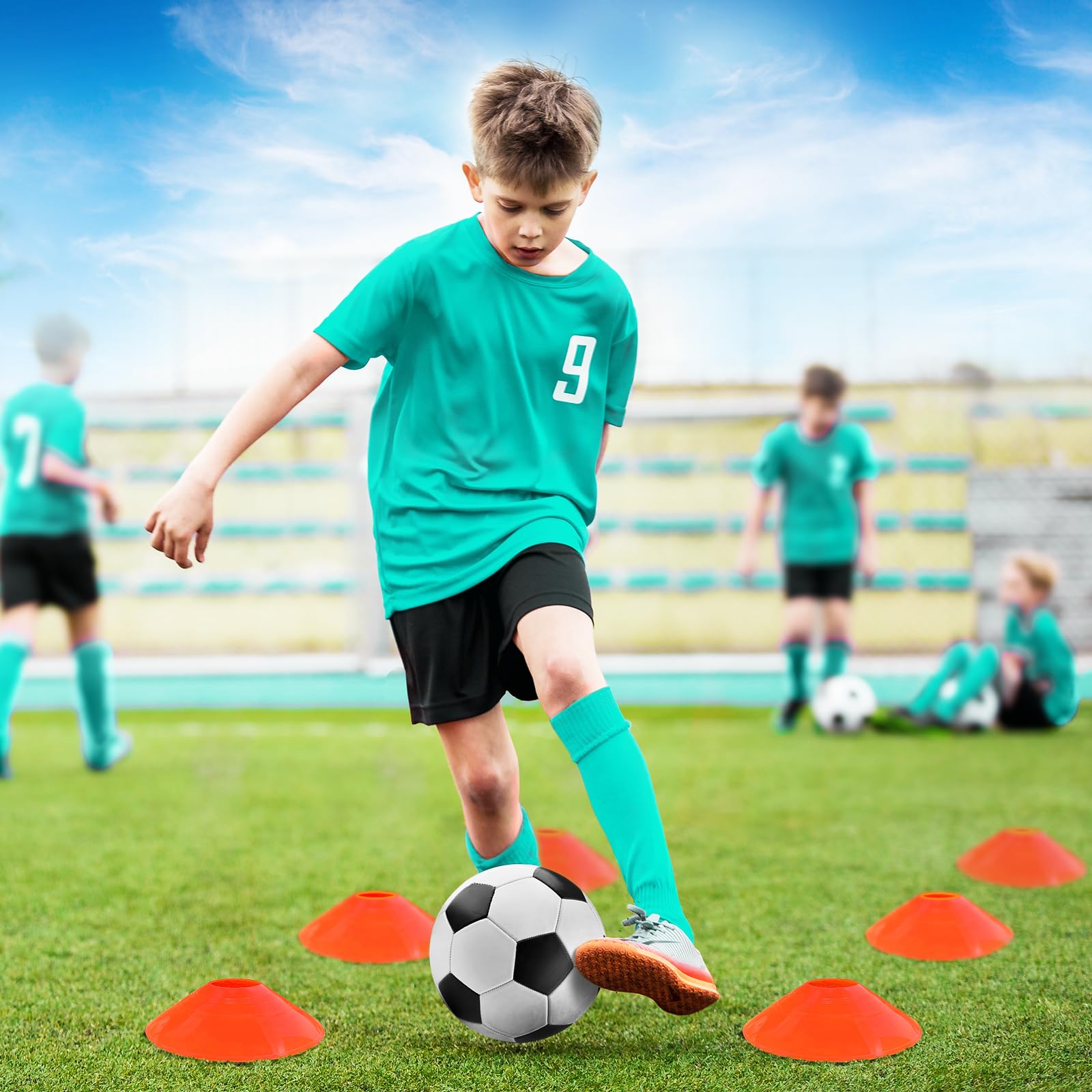 Soccer Goals for Backyard Set - 2 of 5' x 3.6' Portable Soccer Goal Training Equipment, Pop Up Soccer Net with Soccer Ball, Soccer Set for Games, Sports view 5