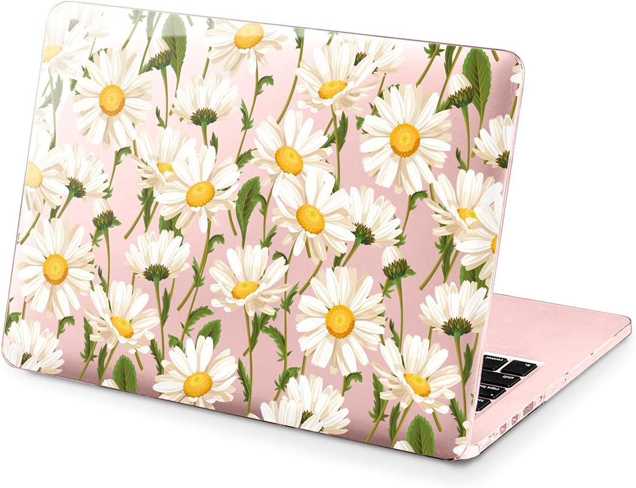 Hard Case Compatible for MacBook Pro 16 14 M3 M2 2023 M1 Pro 13 2022 Air 13 2021 Retina 2020 Mac 11 12 Daisy White Flowers Cover Laptop Design Green Protective Print Nature Floral Pattern