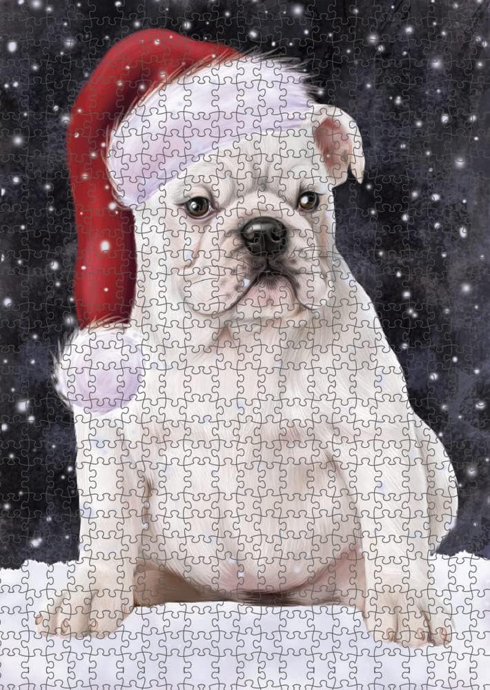 Let it Snow Bulldog - Interlocking Jigsaw Puzzle for Adults - Winter Scene Puzzles, Family Game Night Gift Basket Ideas, 1000 Pieces 20"x30" PZLE65377