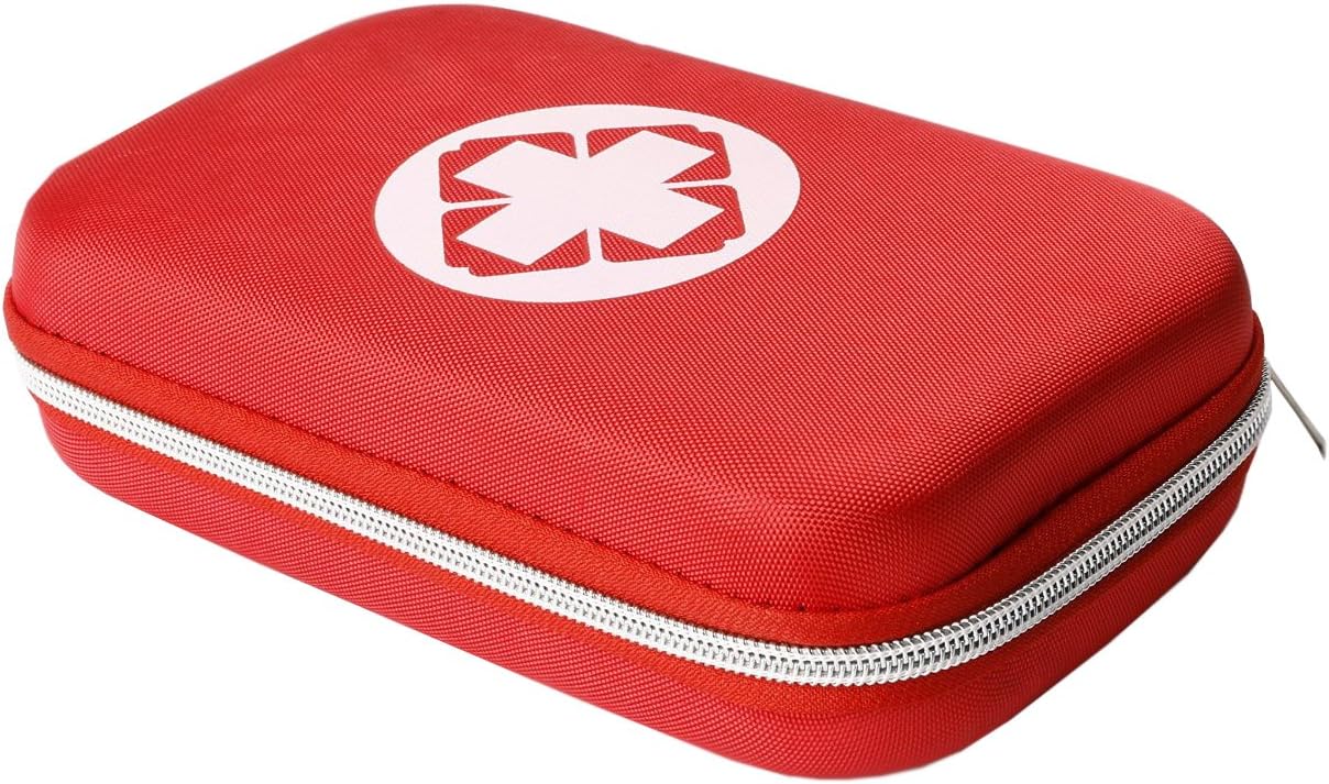 Red Cross First Aid Kit Survival 14 Items Light Weighted Small Essential Medical Supplies for Car Kitchen School Camping Hiking Travel Office Sports Hunting and Home