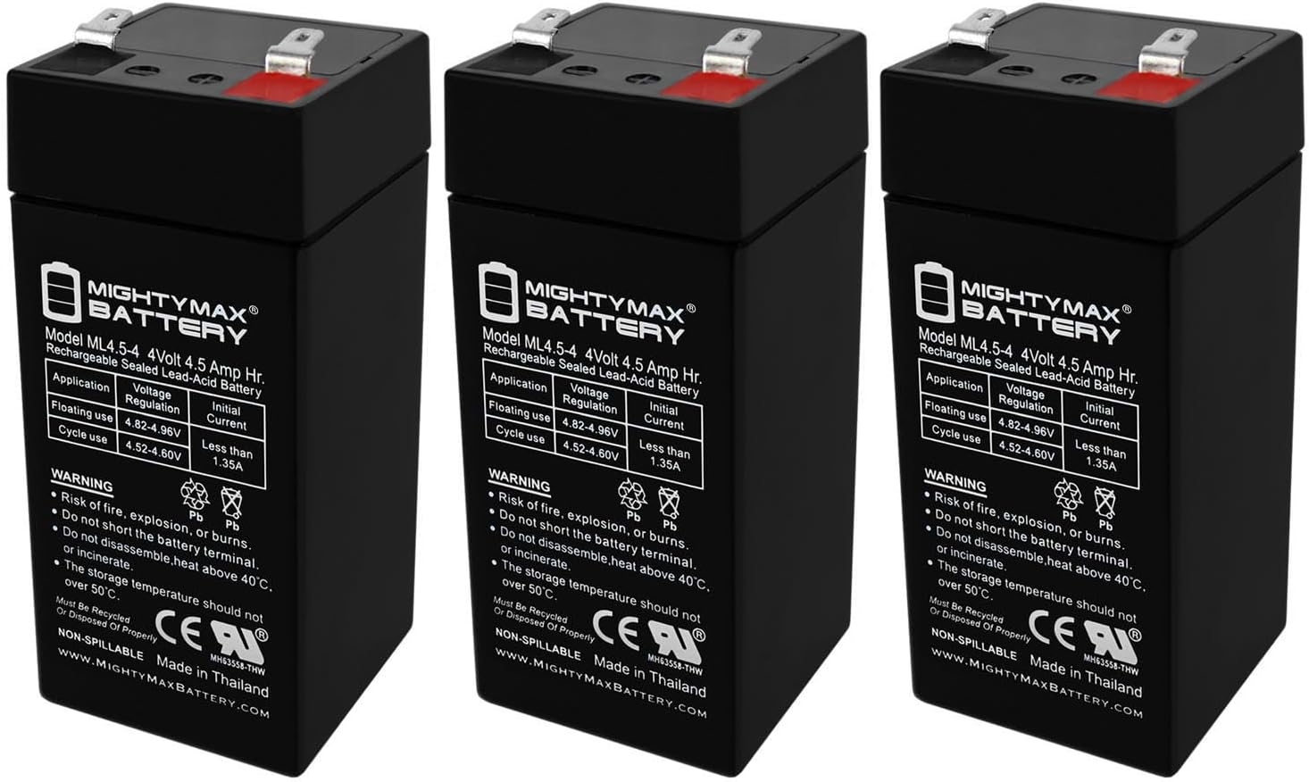Mighty Max Battery 4 Volt 4.5 Ah SLA Replacement Battery for Sonnenschein PS445-3 Pack