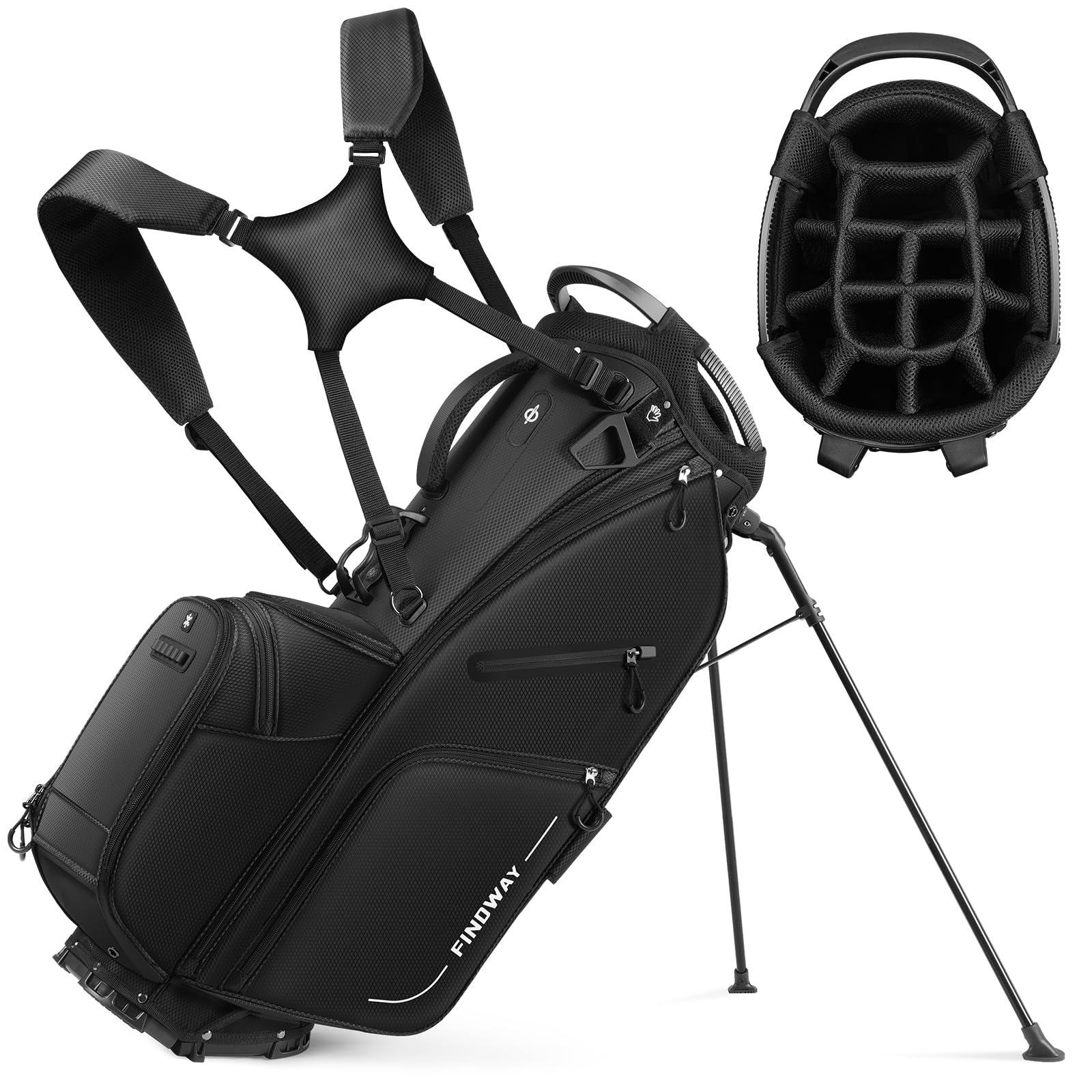 Findway Golf Bag, 14er Unterteilung Golf Stand Carry Trolley Bag, Golf Hybrid Bag Golftasche, leichte Pencil Bag tragbar für Männer & Frauen