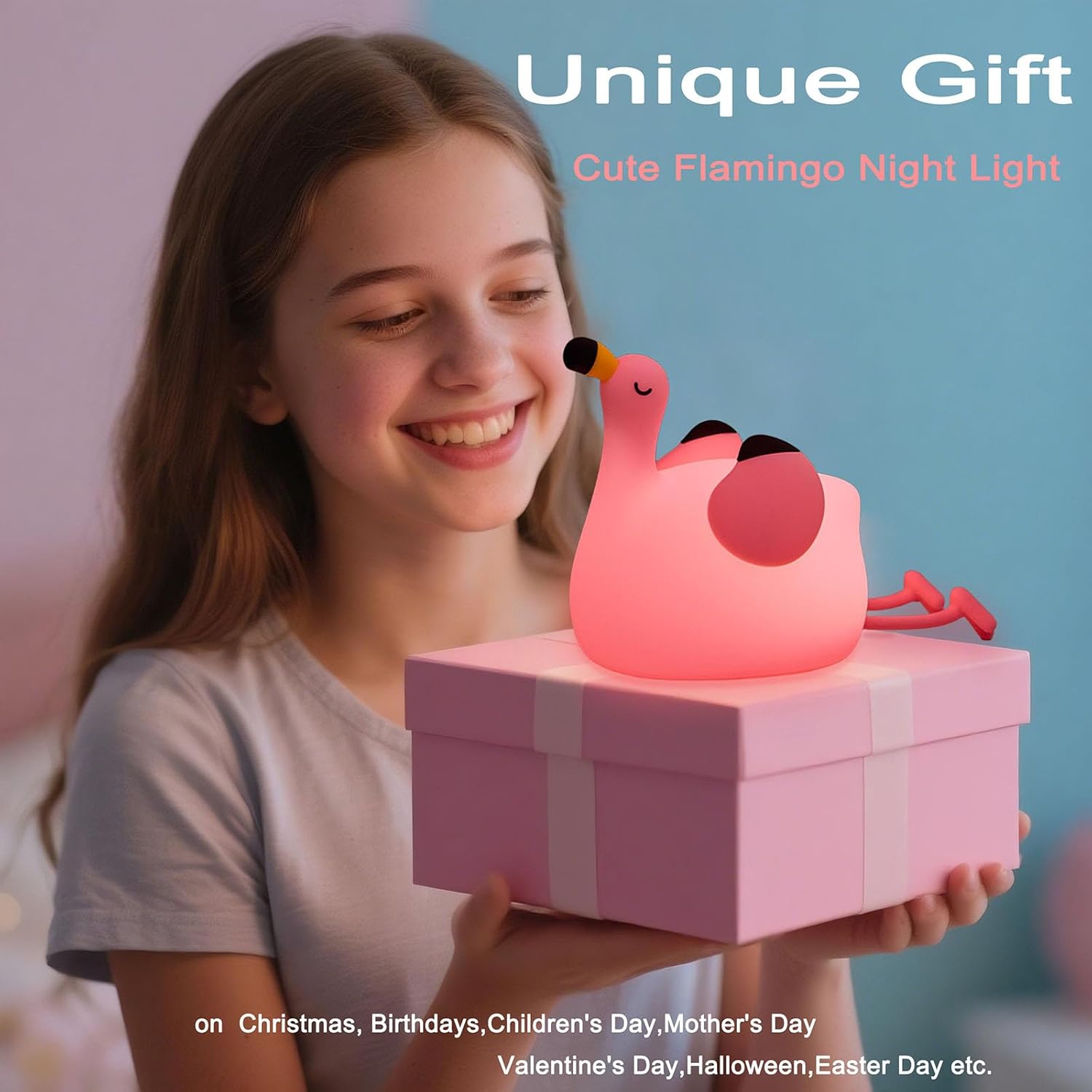 DREAMING MY DREAM Flamingo Night Light,Dimmable Silicone Animal Nursery Night Light,Pink Flamingo Lamp Decor for Kids Room Bedroom,Birthday Christmas Unique Gift for Kids boy Girls - Image 7