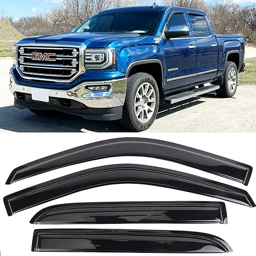 Viseras de ventana, protectores de lluvia, deflectores de viento laterales, protector de ventilación para Chevrolet Silverado y GMC Sierra 1500