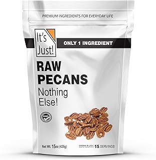 It's Just - Raw Pecans Halves, Unsalted, Jumbo XL, Ready to Eat or Roast, Fancy Premium Nuts, Product of USA (15 Ounce (Pack of 1))
