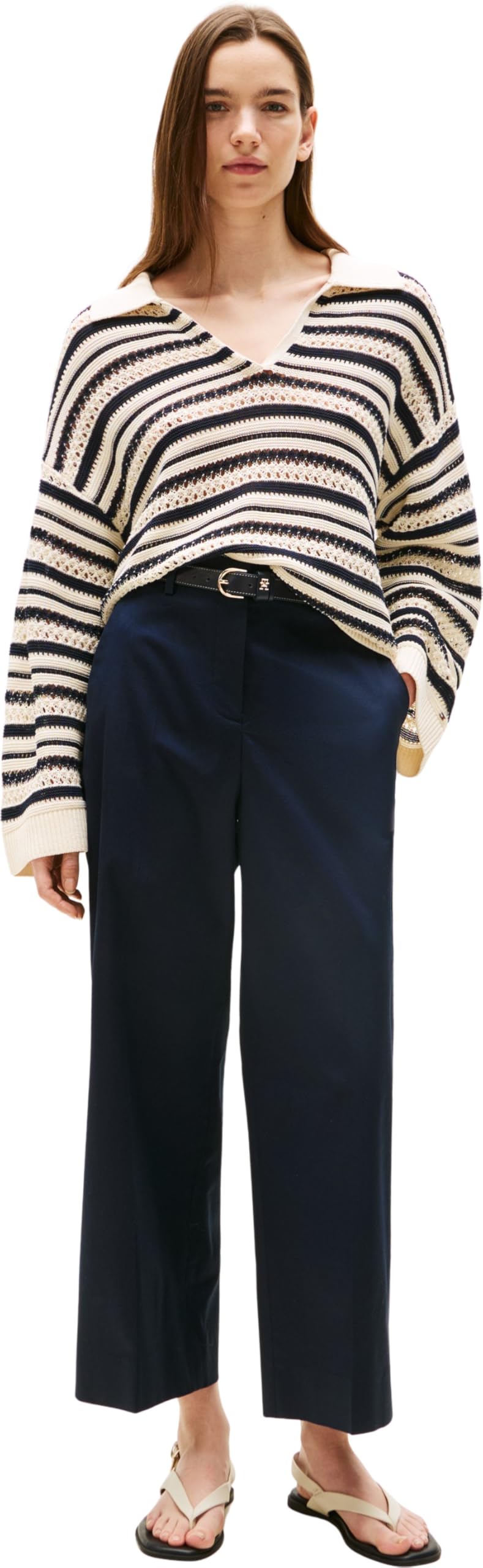 Tommy Hilfiger Pantalón Chino Mujer Cotton Ankle con Pierna Ancha