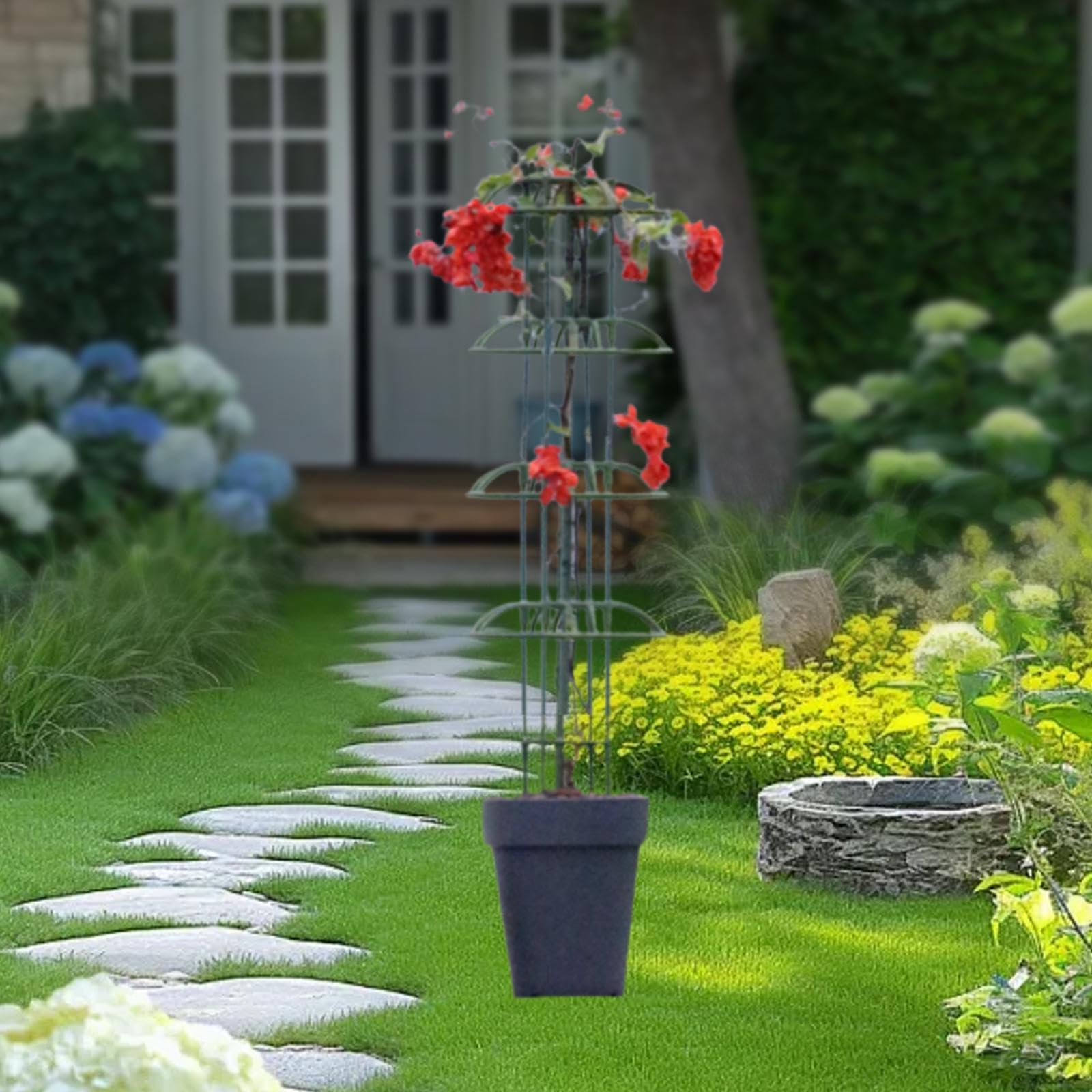 Fenteer Tuteur pour Plantes Grimpantes Obélisque de Jardin Support pour Rosiers Cadre Vertical en Forme de Parapluie en Fer Robuste Adapté pour La Décoration, Parasol Multi-usages 110 Cm