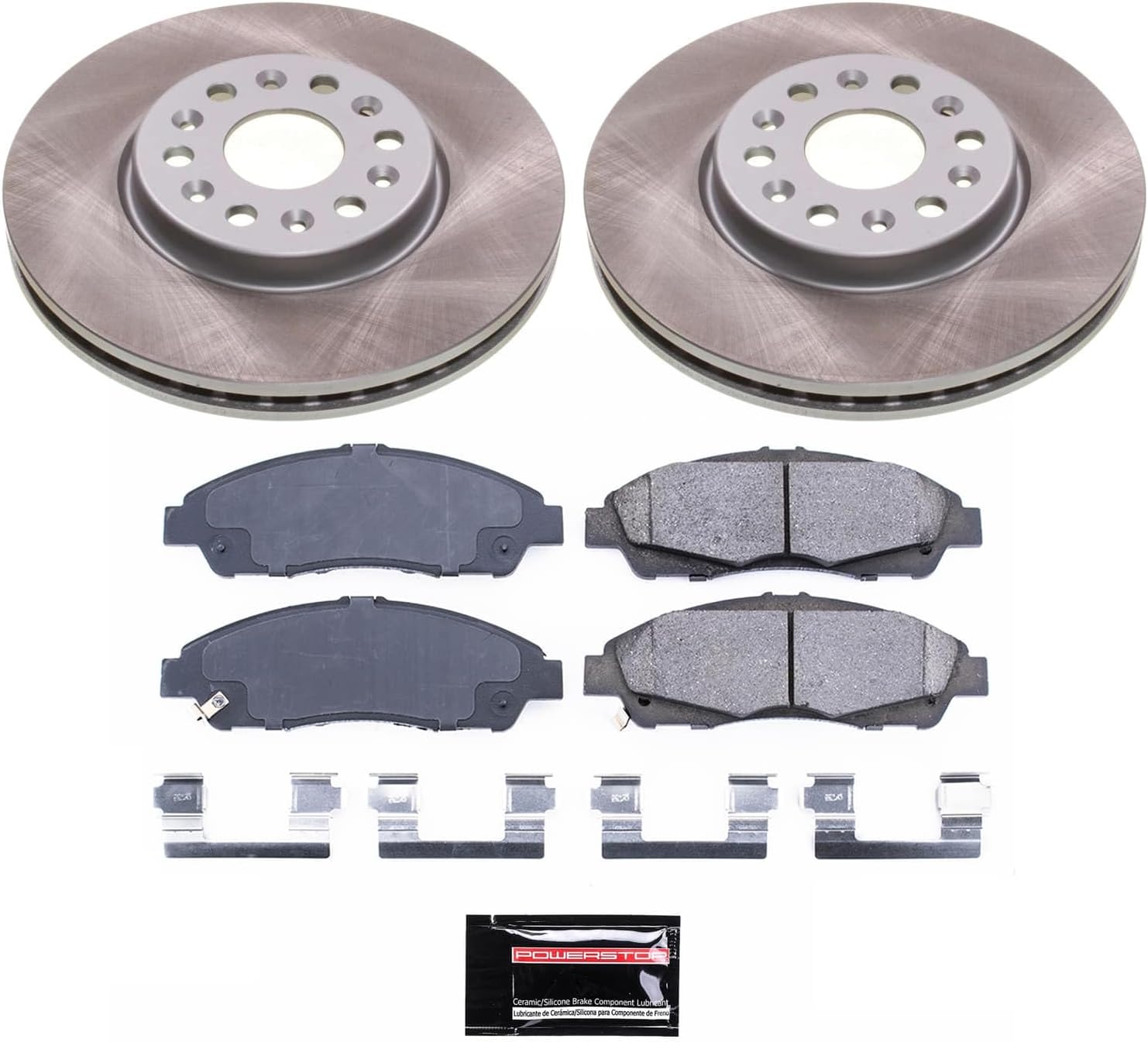 PowerStop Front Brake Kit For Buick Enclave 2018-20 | Chevrolet Blazer 2019-20 | Chevrolet Traverse 2018-20 | GMC Acadia 2017-20 - Ceramic Brake Pads + Semi Coated Rotors Replacement, SC7409