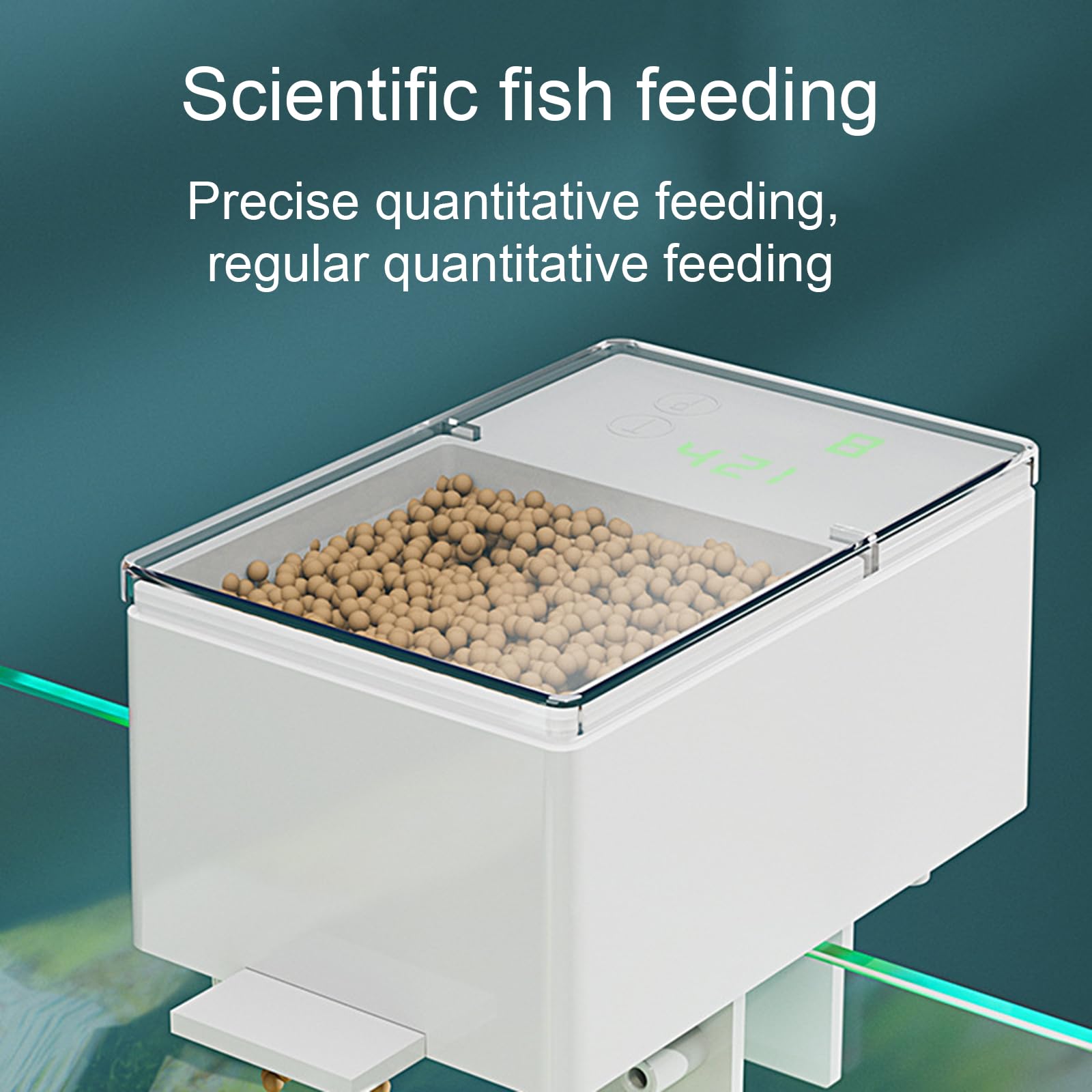 Comedero automático para peces con pantalla digital, funcionamiento silencioso y diseño portátil para alimentos granulares para peces, fácil instalación para acuarios domésticos