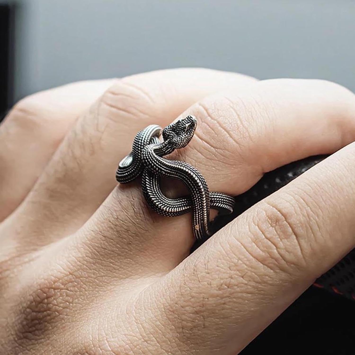 Gothic Black Snake Ring Open Adjustable Rattlesnake Ring Punk Snake Animal Statement Ring Personality Serpent Index Finger Ring Hip Hop Y2k Jewelry for Women - Image 3