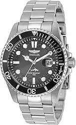 Relógio masculino de quartzo de aço inoxidável Pro Diver, 43 mm, prata (modelo: 30806), Prata, Relógio de quartzo, mergulhador