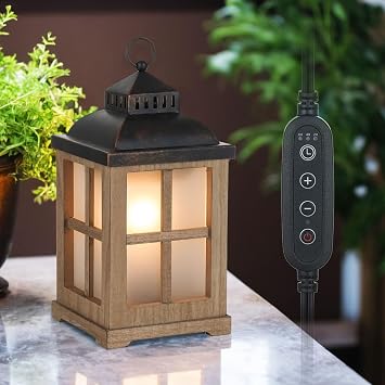 Wax Melt Warmer with Timer Farmhouse Lantern Candle Warmer Electric Tart Burner with Lid for Scented Wax