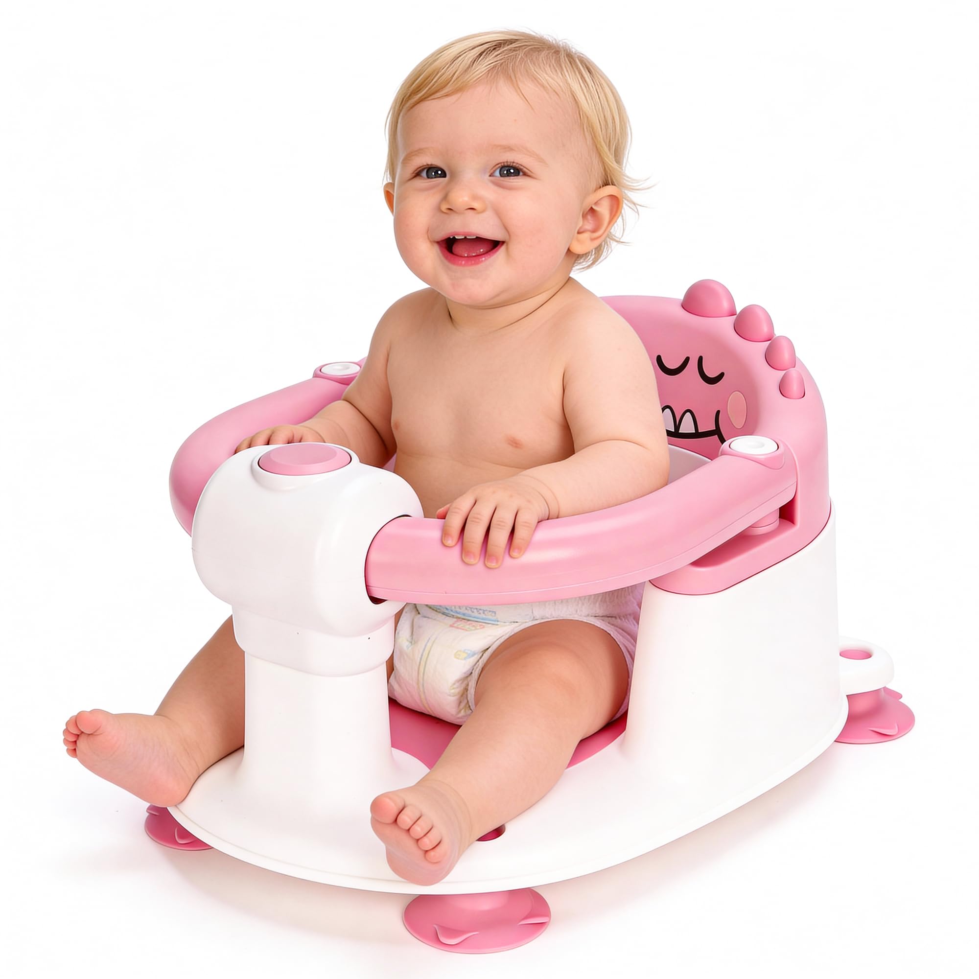 EAQ Baby Bath Seat for Babies 6 Months+, Sit-Up Infant Bath Support with Non-Slip Base and Suction Cups, Toddler Bath Bathing Seat (Pink) — image 1
